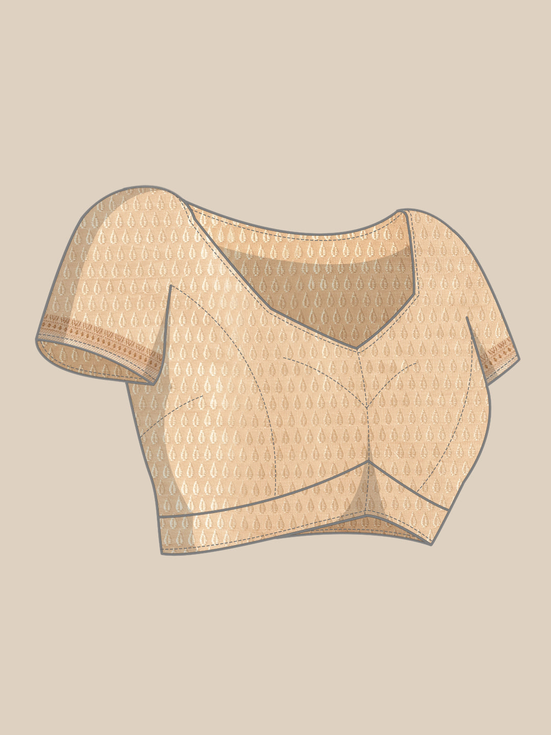 Faishana Presents Handwoven Beige Masrise Cotton Boota Alfi Skirt Border With Beige Blouse Banarasi Saree