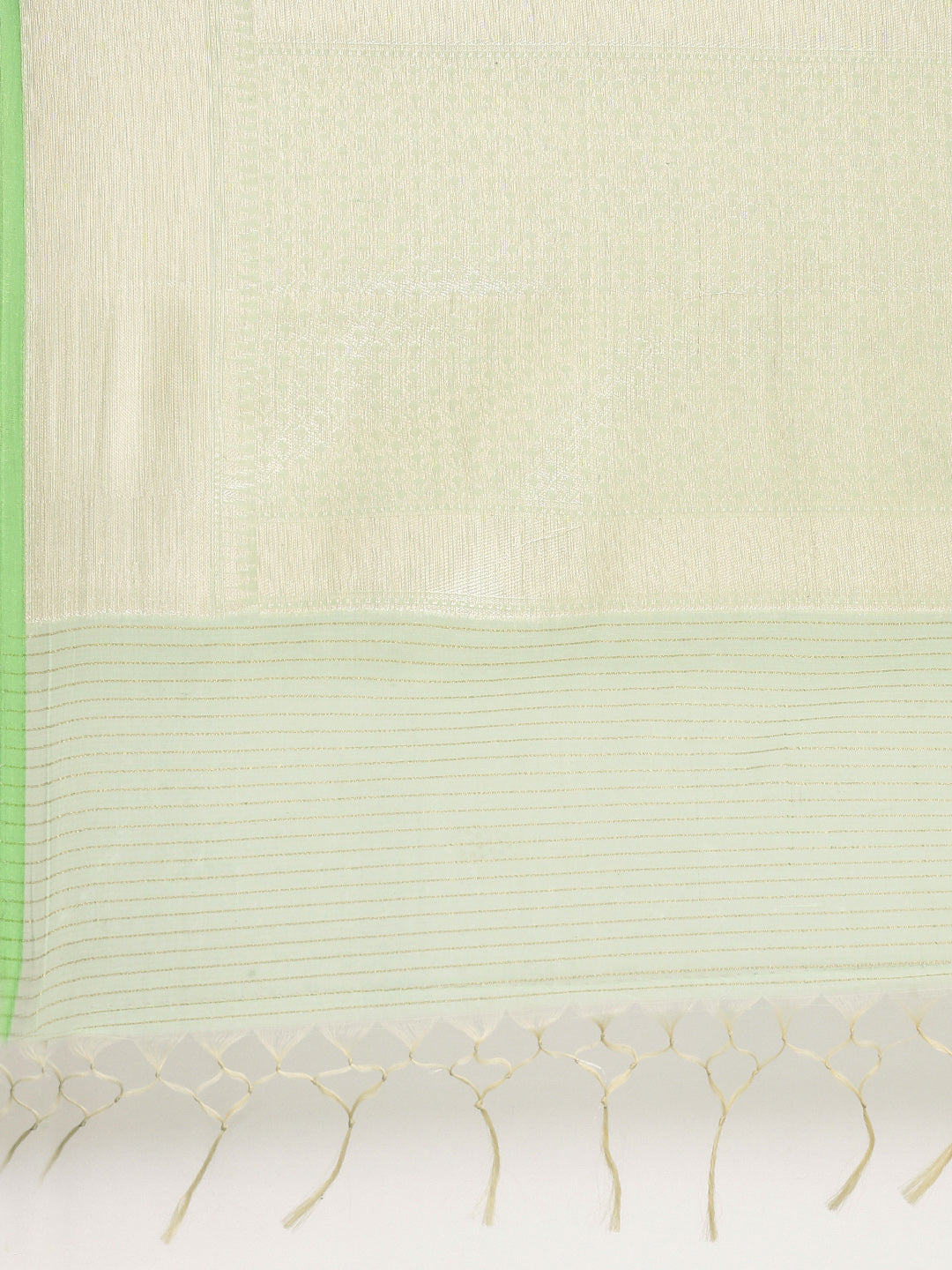 Faishana Presents Handwoven Pistachio Masrise Cotton Alfi Boota Zari Border With Pistachio Blouse Banarasi Saree