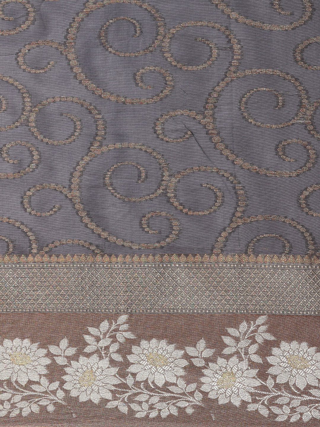 Grey Mercerise Cotton Banarasi Sarees For Women GEMSWRTCN_220