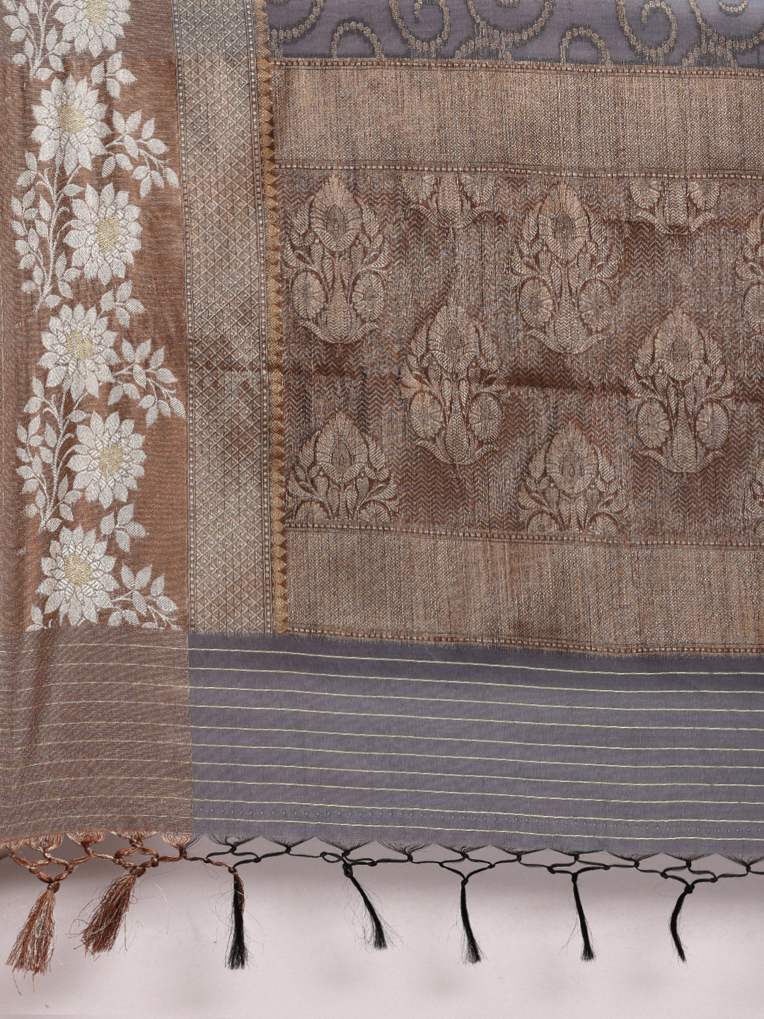 Grey Mercerise Cotton Banarasi Sarees For Women GEMSWRTCN_220