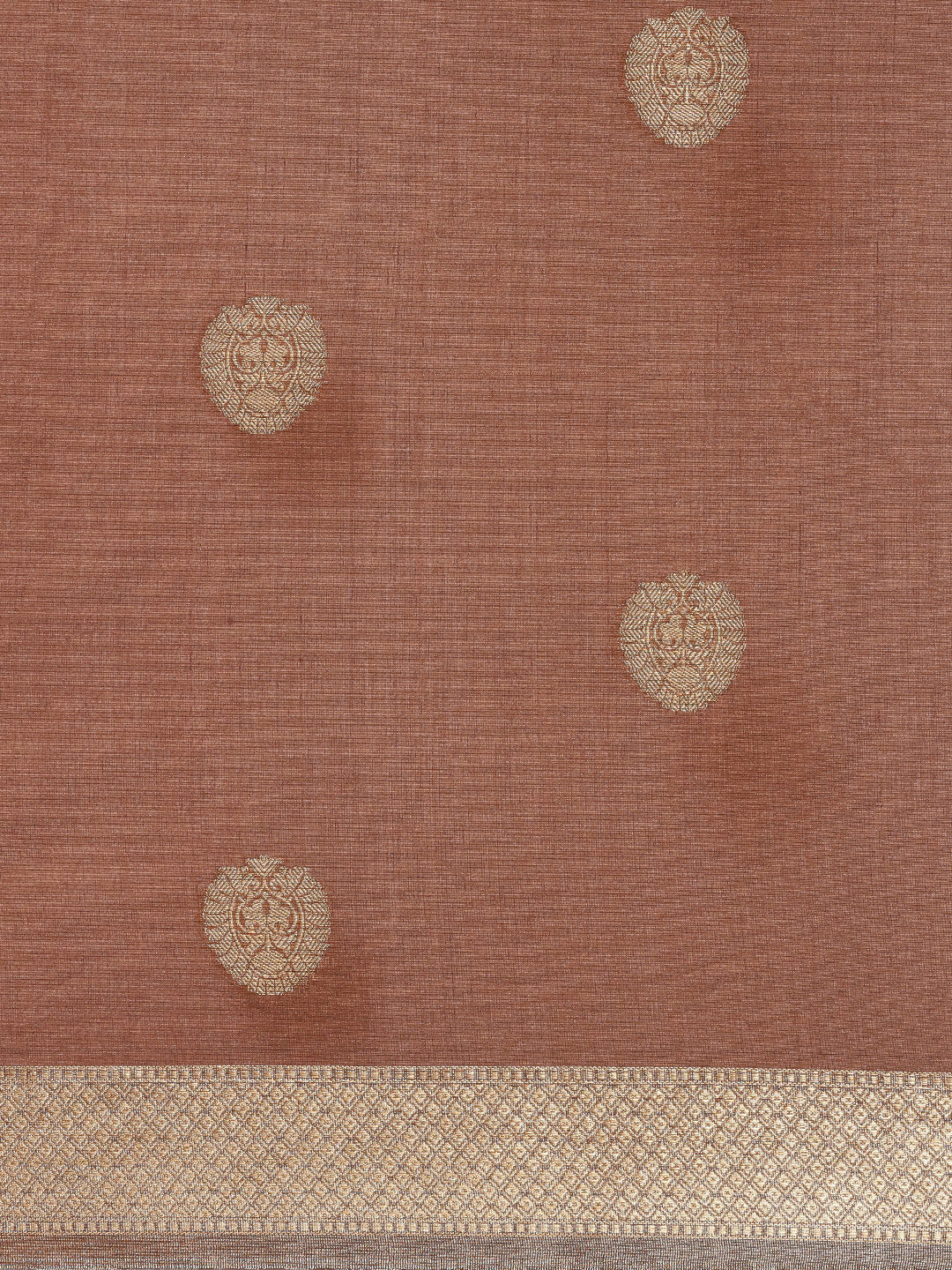 Faishana Presents Handwoven Grey Masrise Cotton Alfi Skirt Border With Brown Blouse Banarasi Saree