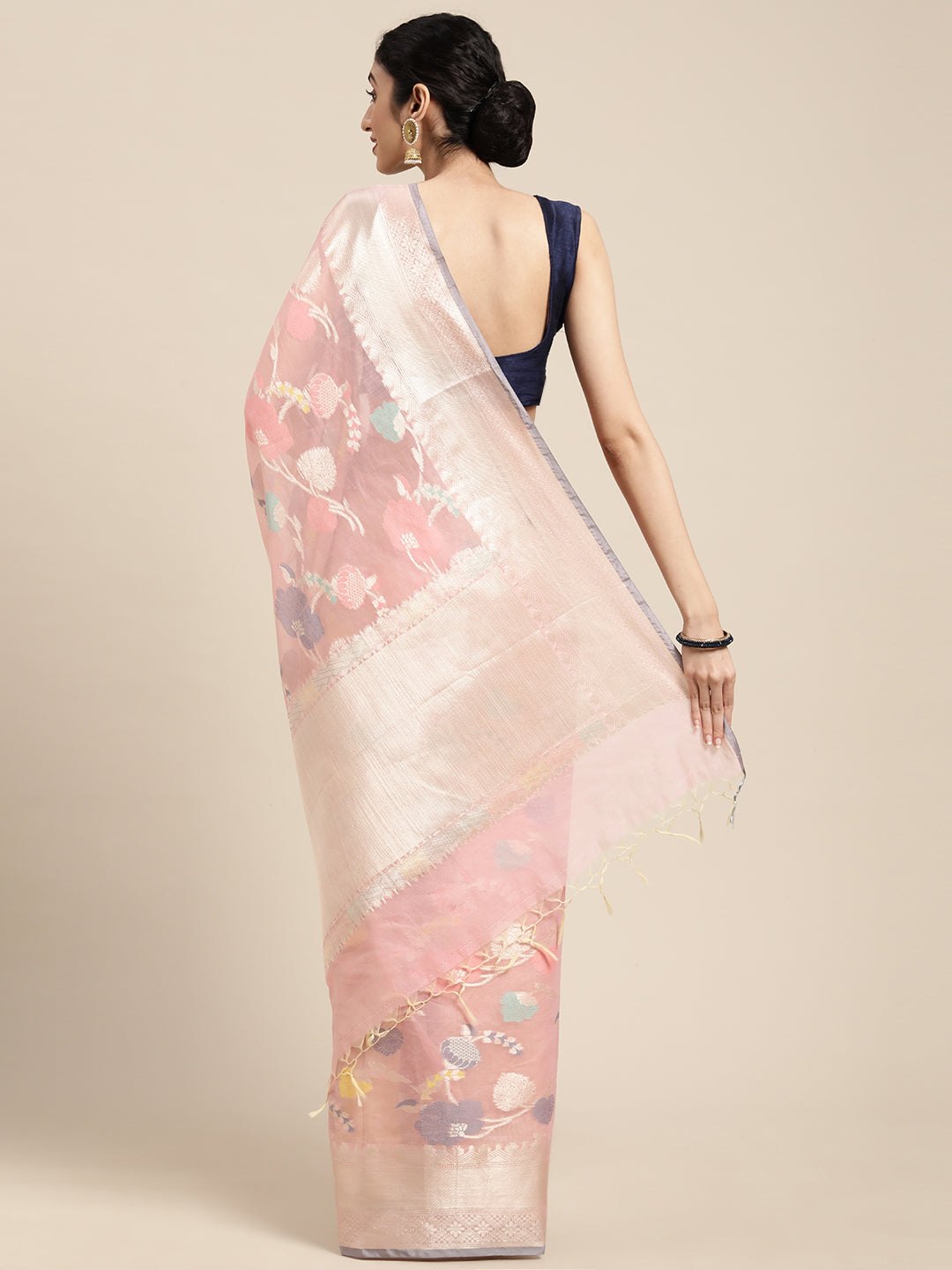 Pink Mercerise Cotton Banarasi Sarees For Women GEMSWRCTN_96