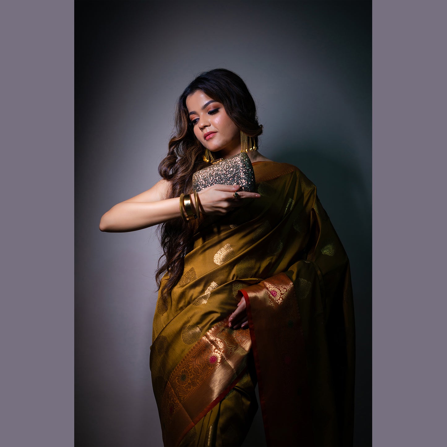 Faishana Presents Flaxen Yellow Katan Silk Woven Gold Zari Meena Border Handloom Banarasi Saree With Maroon Blouse Piece