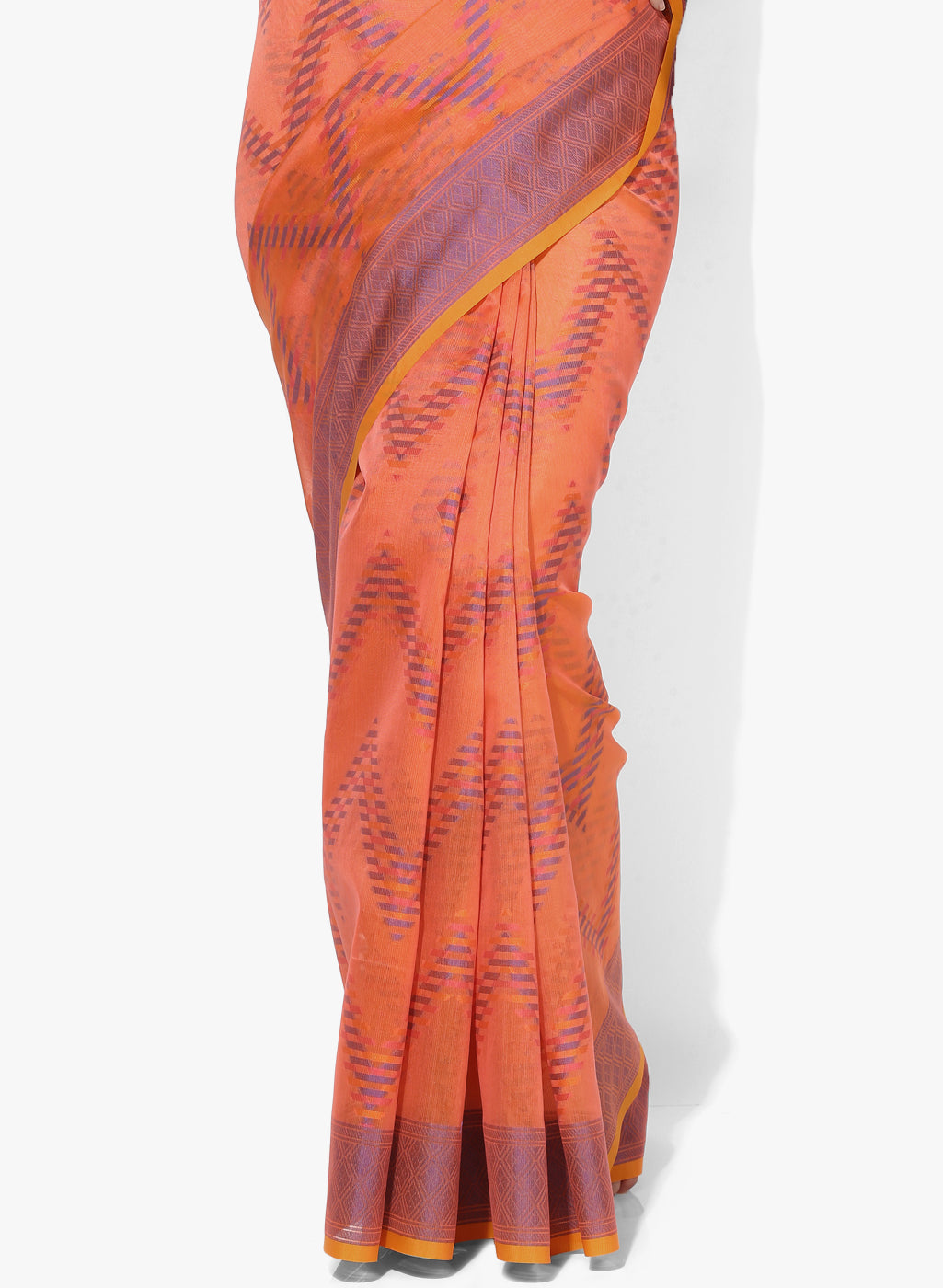 Faishana Presents Is Orange Resham Brocade Contrast Blue Zari Pattu Border Banarasi Saree