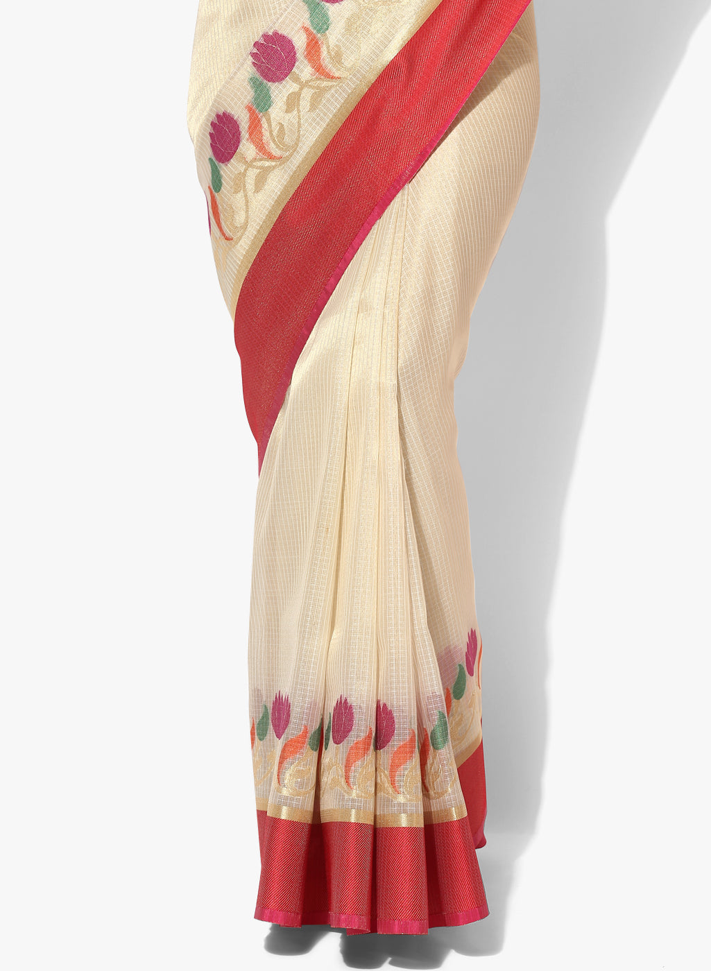 Faishana Presents Is Beige Resham Brocade Contrast Blue Zari Pattu Border Banarasi Saree.