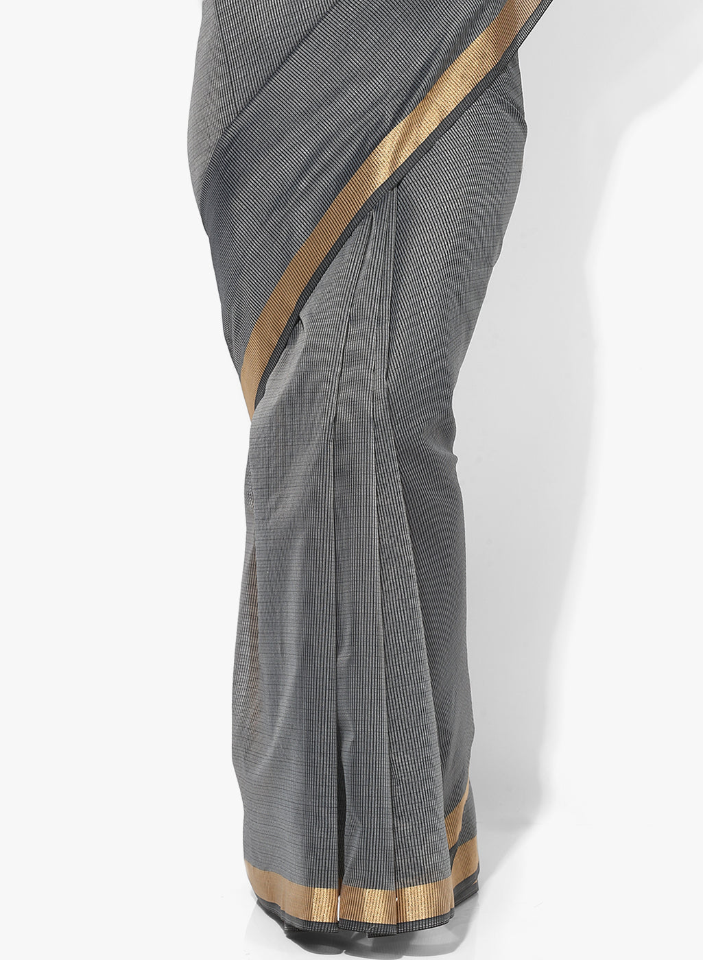Faishana Presents Is Grey Resham Brocade Contrast Blue Zari Pattu Border Banarasi Saree.