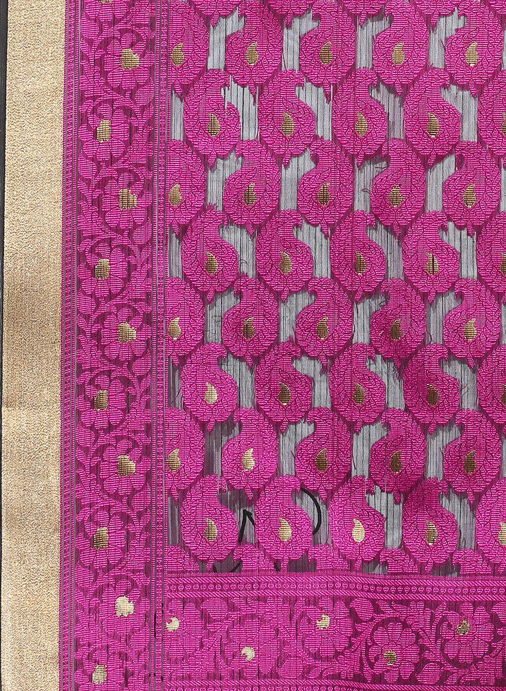 Faishana Presents Is Grey Resham Brocade Contrast Blue Zari Pattu Border Banarasi Saree.