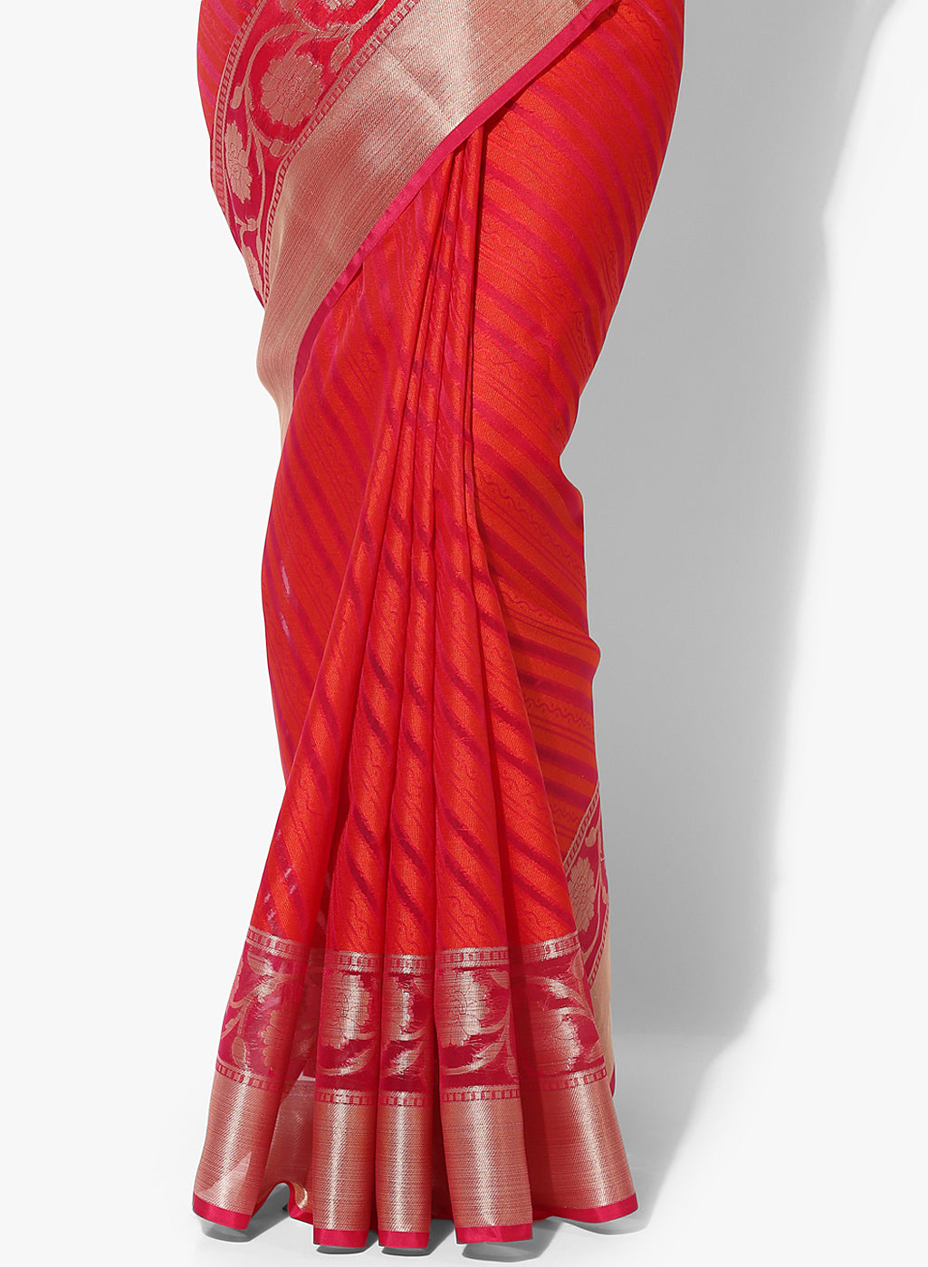 Faishana Presents Is Red Brocade Contrast Blue Zari Pattu Border Banarasi Saree.