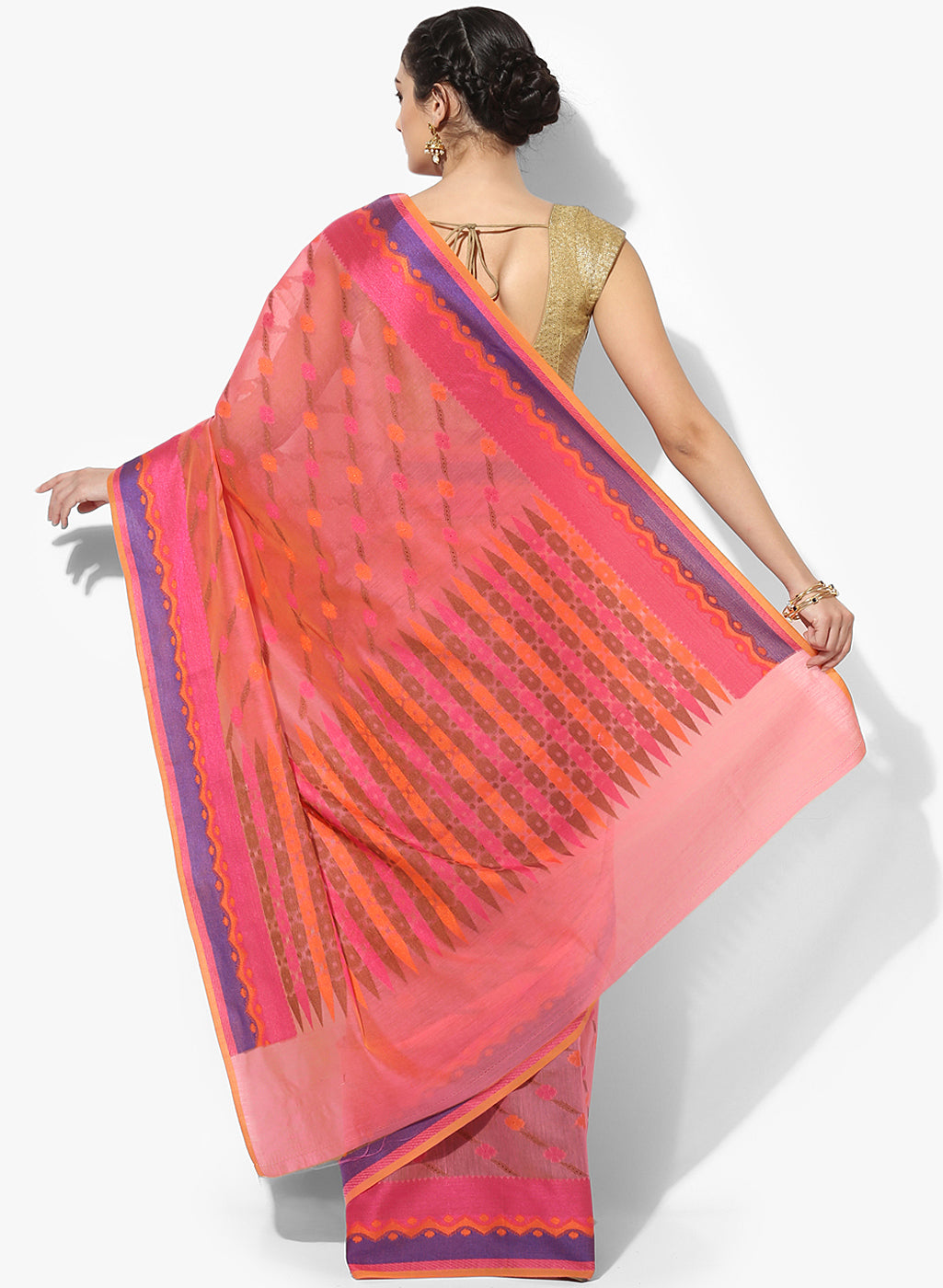 Faishana Presents Is Pink Brocade Contrast Blue Zari Pattu Border Banarasi Saree.