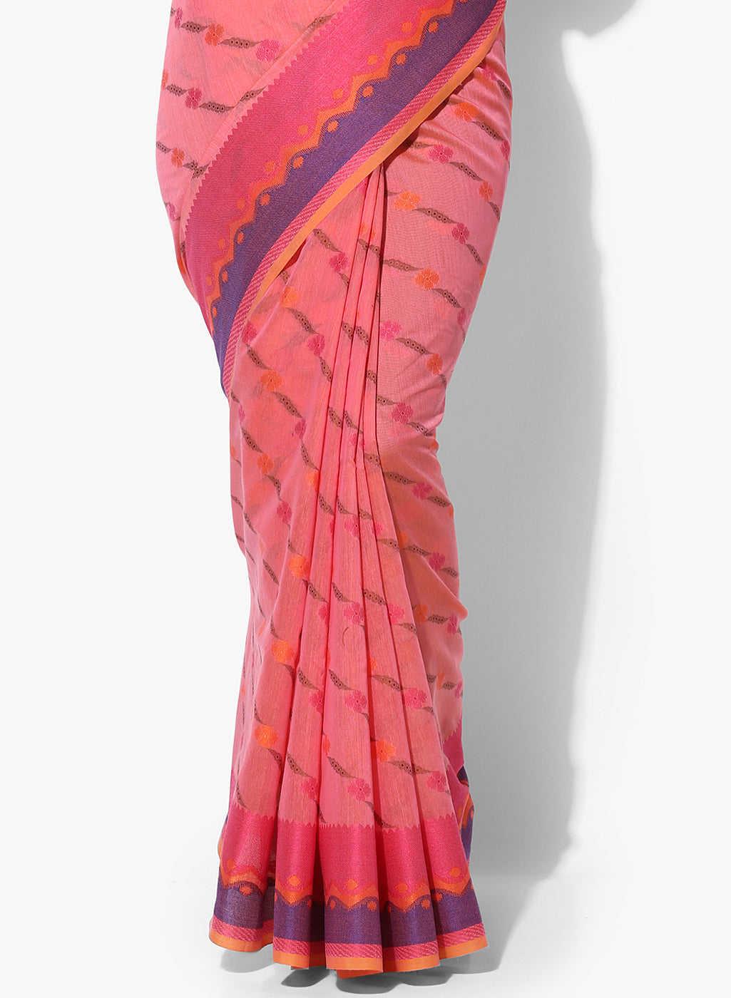 Faishana Presents Is Pink Brocade Contrast Blue Zari Pattu Border Banarasi Saree.