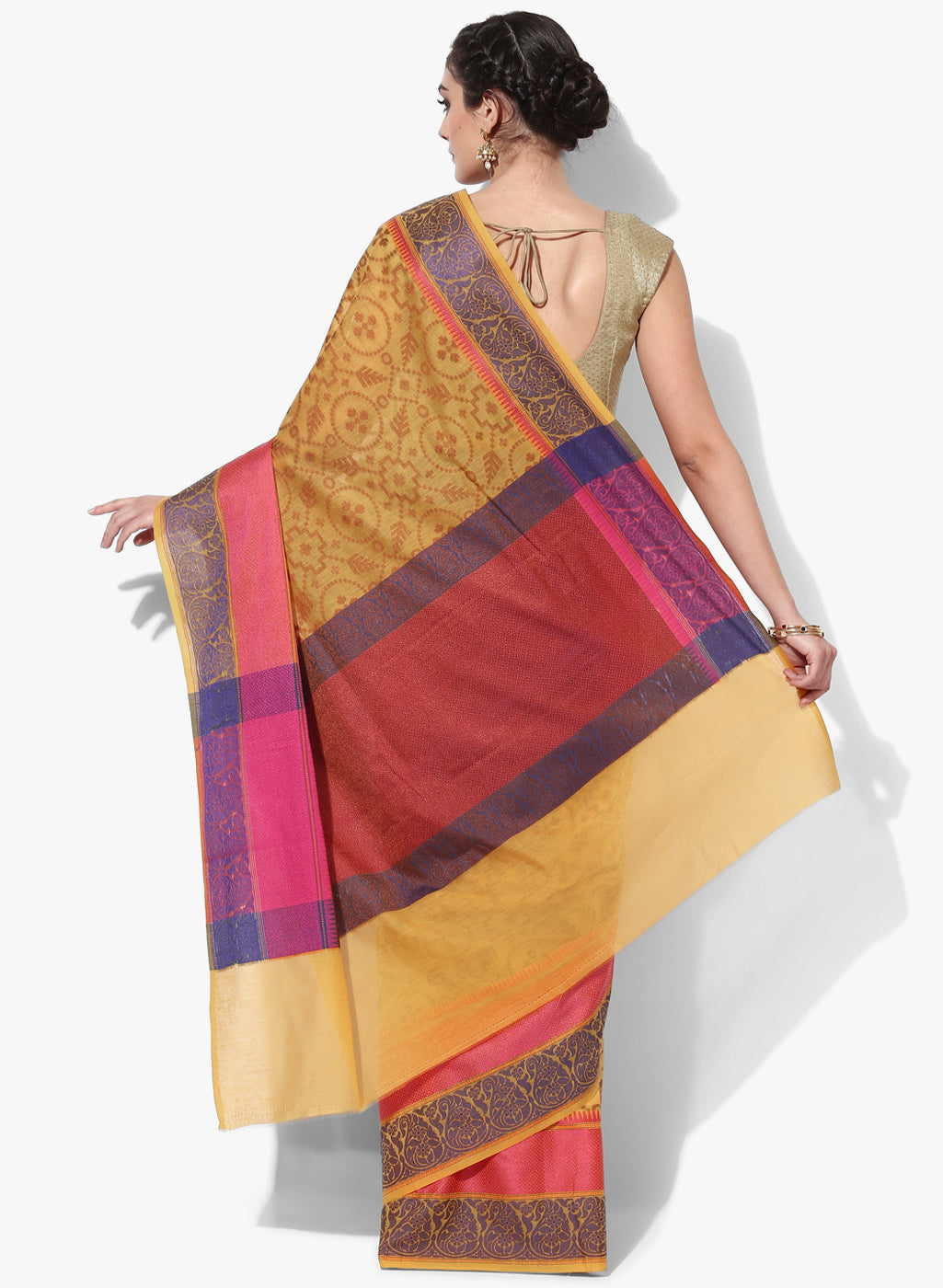 Faishana Presents Is Mustard Brocade Contrast Zari Pattu Border Banarasi Saree