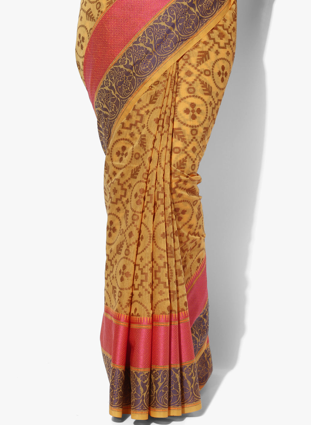 Faishana Presents Is Mustard Brocade Contrast Zari Pattu Border Banarasi Saree