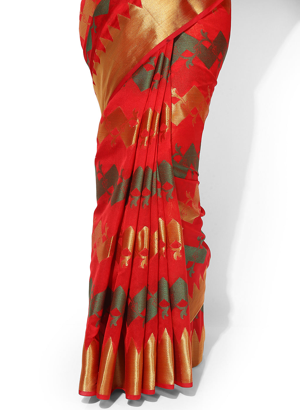 Faishana Presents Is Redbrocade Contrast Zari Pattu Border Banarasi Saree.
