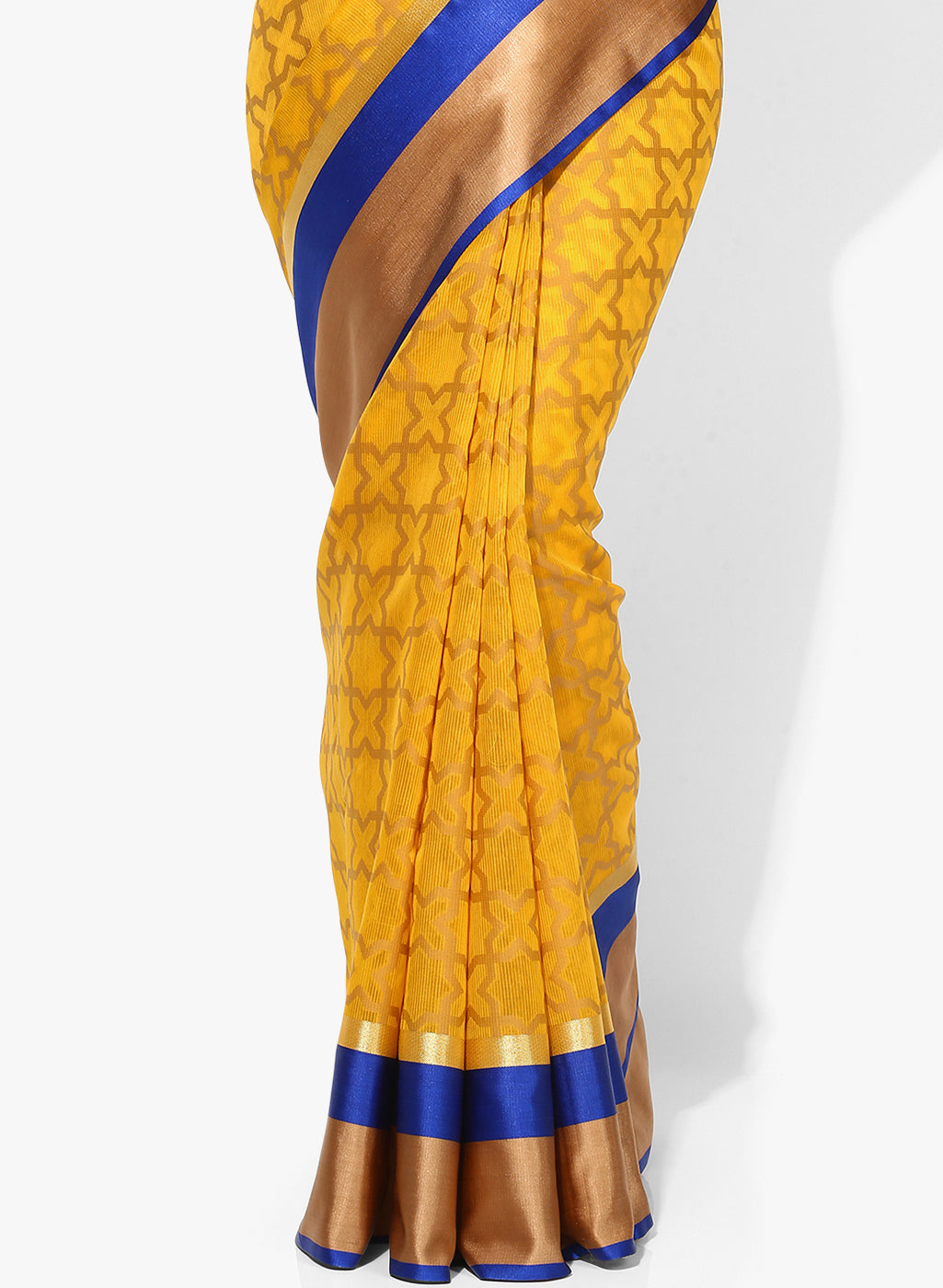 Faishana Presents Yellow Brocade Contrast Zari Pattu Border Banarasi Saree