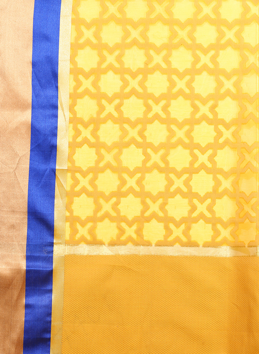 Faishana Presents Yellow Brocade Contrast Zari Pattu Border Banarasi Saree
