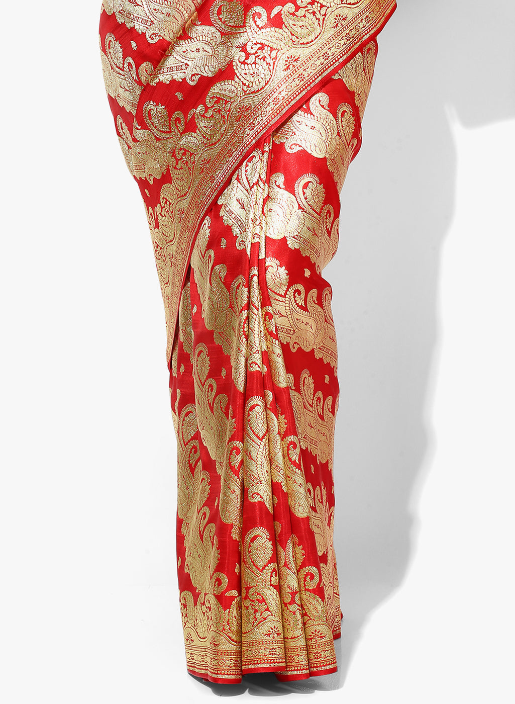 Faishana Presents Is Red Satin Banarasi Saree