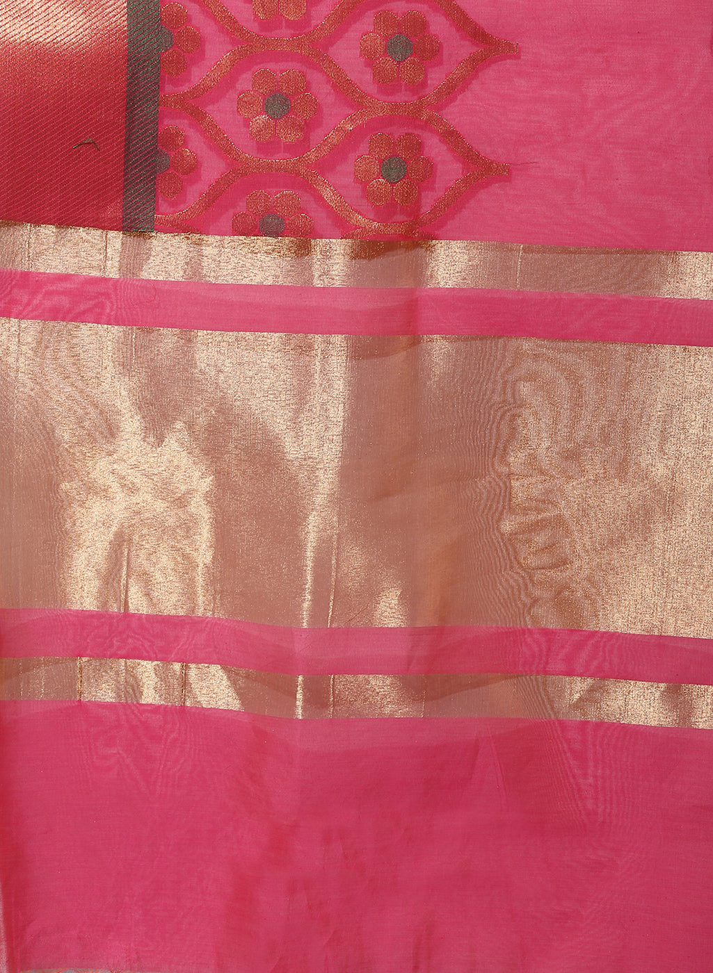 Faishana Presents Pink Plain Skirt Floral Zari Mina Boder Banarasi saree with Pink Blouse