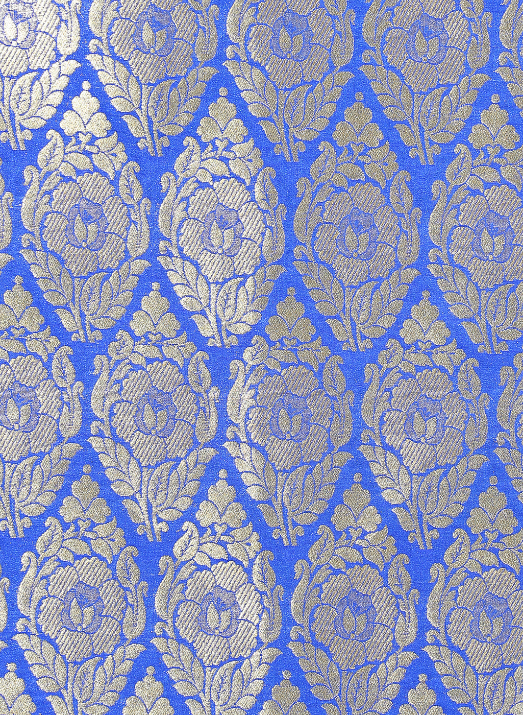 Faishana Presents Blue Satin Silk Zari Jaal Banarasi Border with Matching Blue Blouse Saree