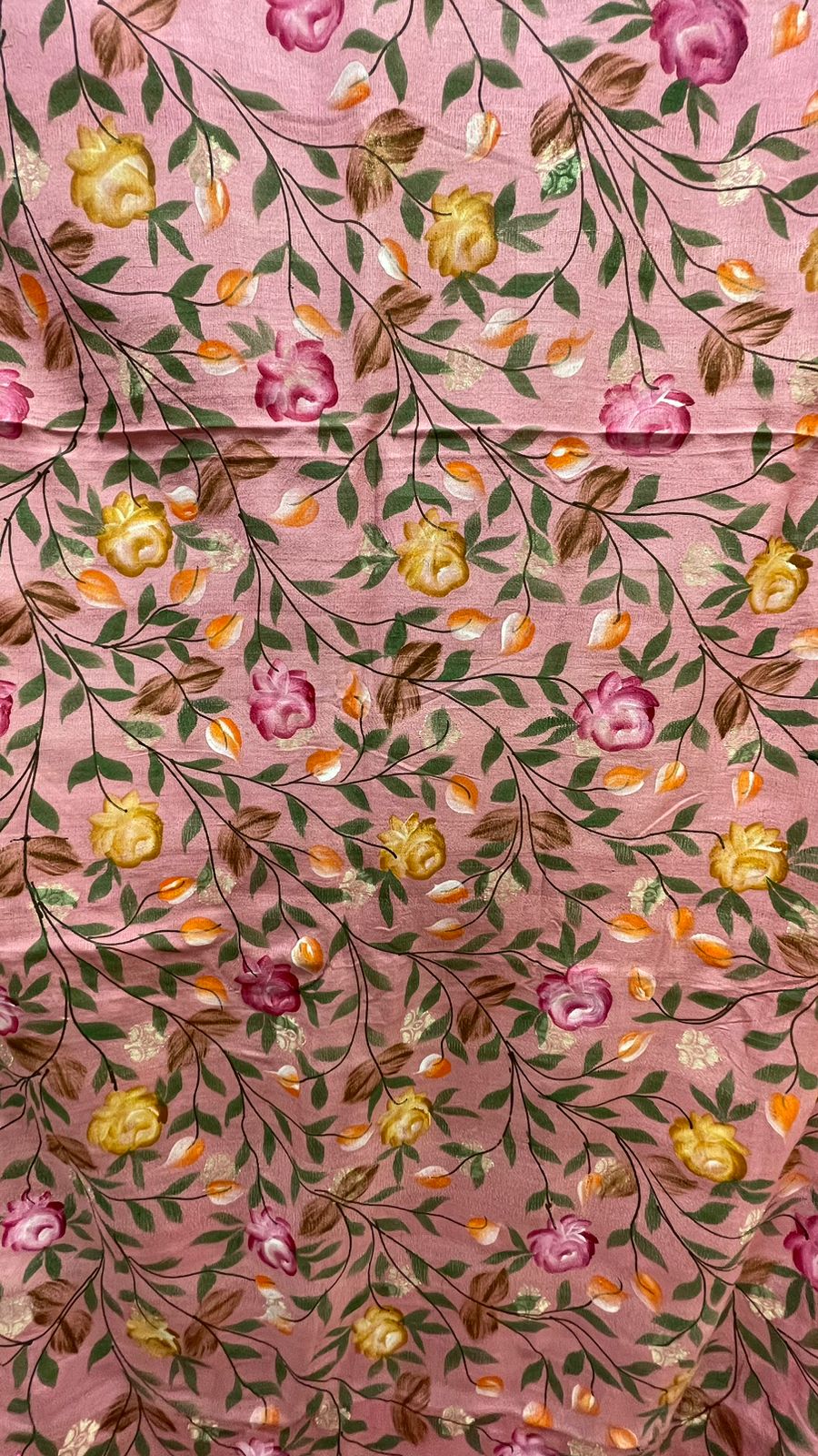 Faishana Presents Pure Handloom Pink Tussar Silk Floral Hand Brush Painted with Paithani Border Saree