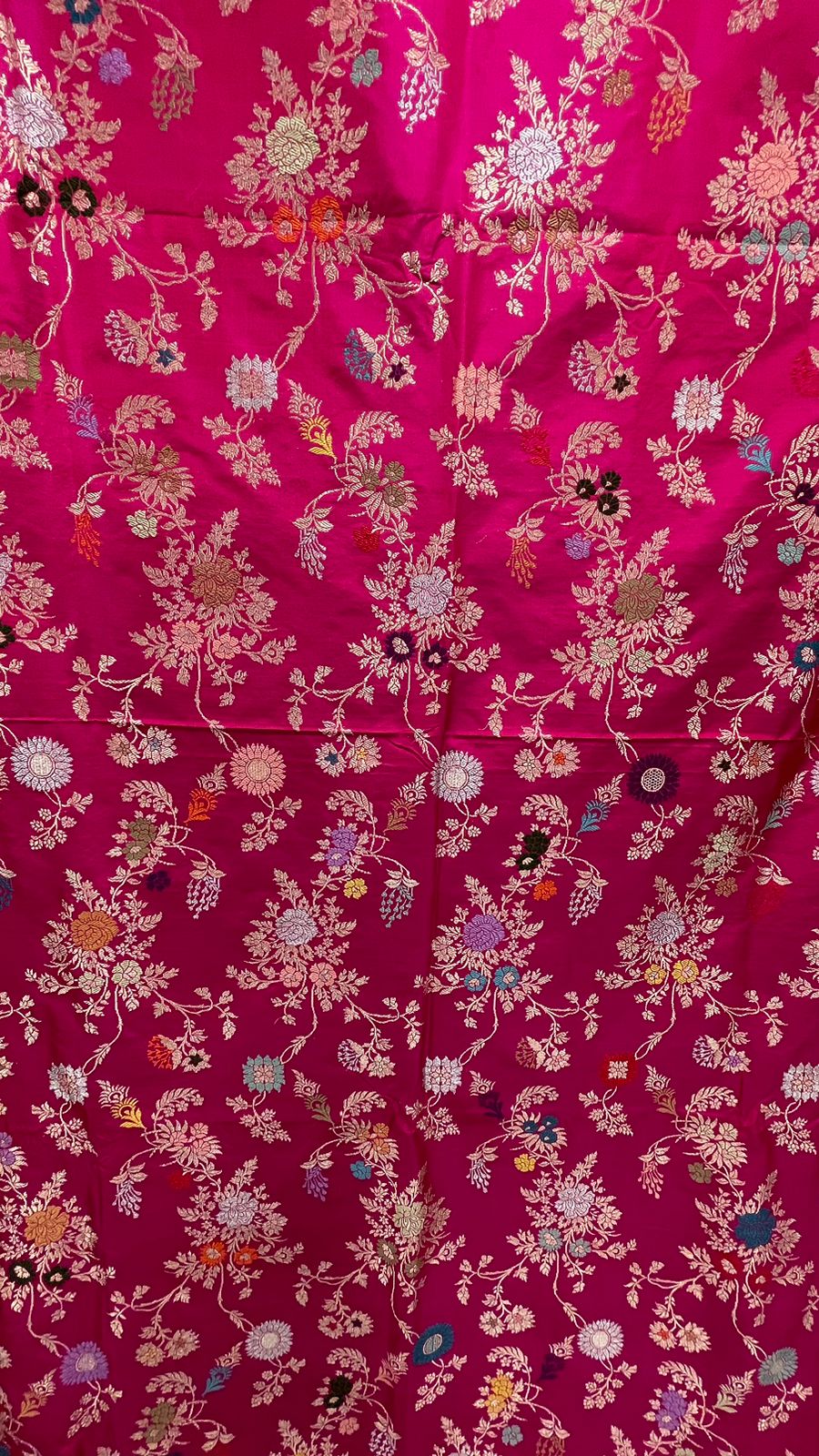 Timeless Elegance: Faishana Pure Handloom Katan Silk Pink Minakari Floral Jangla Jaal Booti with Kadhwa Stripe Blouse