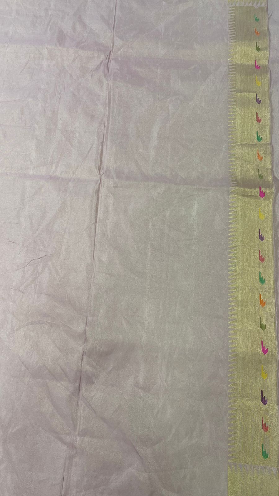 Faishana Handwoven Lavender Katan Tissue Saree with Minakari Booti and Paithani Kadhwa Meenakari Anchal - Twisted & Tested Zari Border Saree