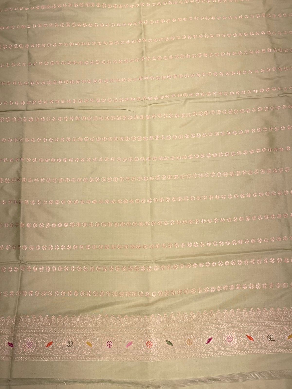Faishana Pure Handloom Katan Silk Pista Green Jangla Meenakari with Kadhwa Border and Pista Blouse Banarasi Saree