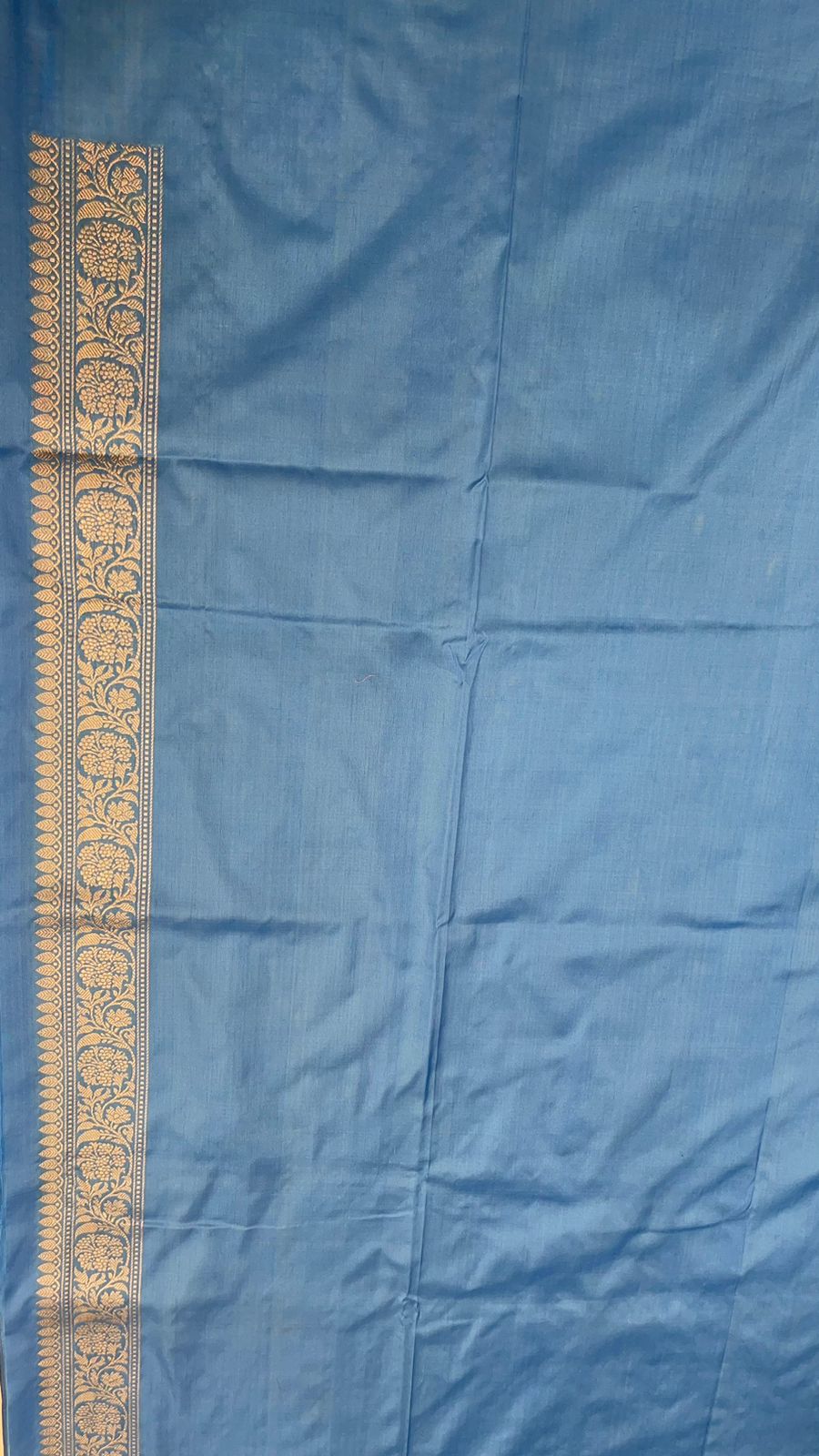 Faishana Pure Handloom Sky Blue Katan Silk Kadhwa Sona Rupa Booti with Kadhwa Anchal Zari border and Sky Blue Blouse