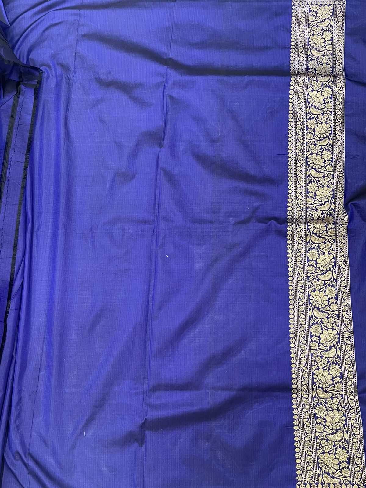 Faishana Pure Silk Handloom Royal Blue Uppada Saree with Silver Zari Mina Kadhwa Weaving Zari Jaal Border White Mina Anchal and Blue Kadhwa Blouse