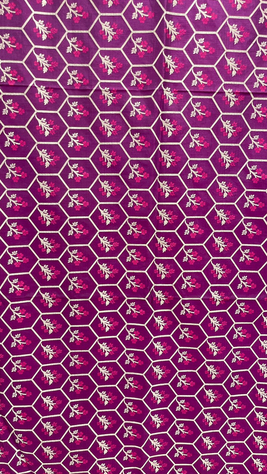 Faishana Presents Pure Handloom Magenta Uppada Silk Floral Pink Meena Jaal Design with Magenta Kadhwa Blouse Saree