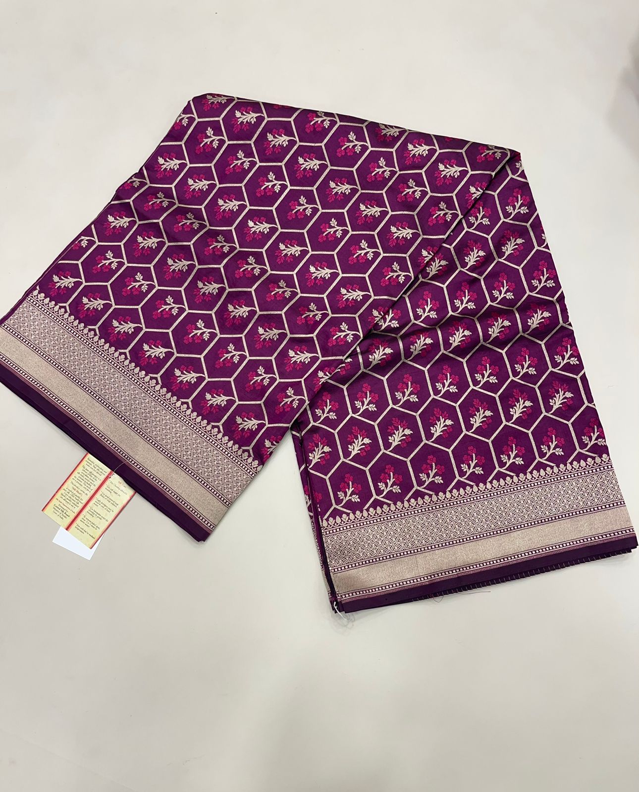 Faishana Presents Pure Handloom Magenta Uppada Silk Floral Pink Meena Jaal Design with Magenta Kadhwa Blouse Saree