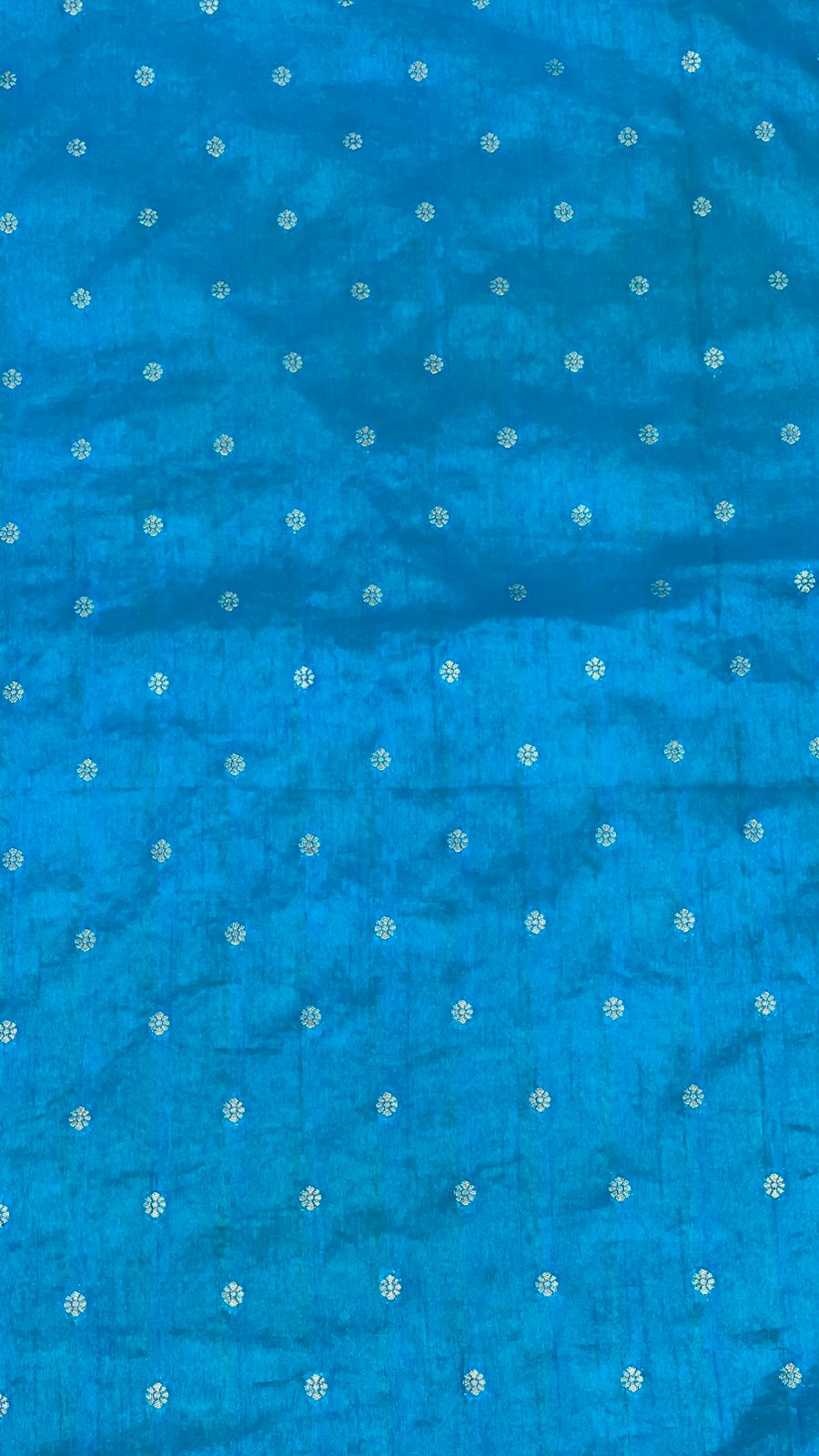 Faishana Presents Yellow Dupion Silk Floral Mina Zari Jaal with Contrast Sky Blue Paithani Mina Zari Pallu Zari Border and Sky Blue Blouse