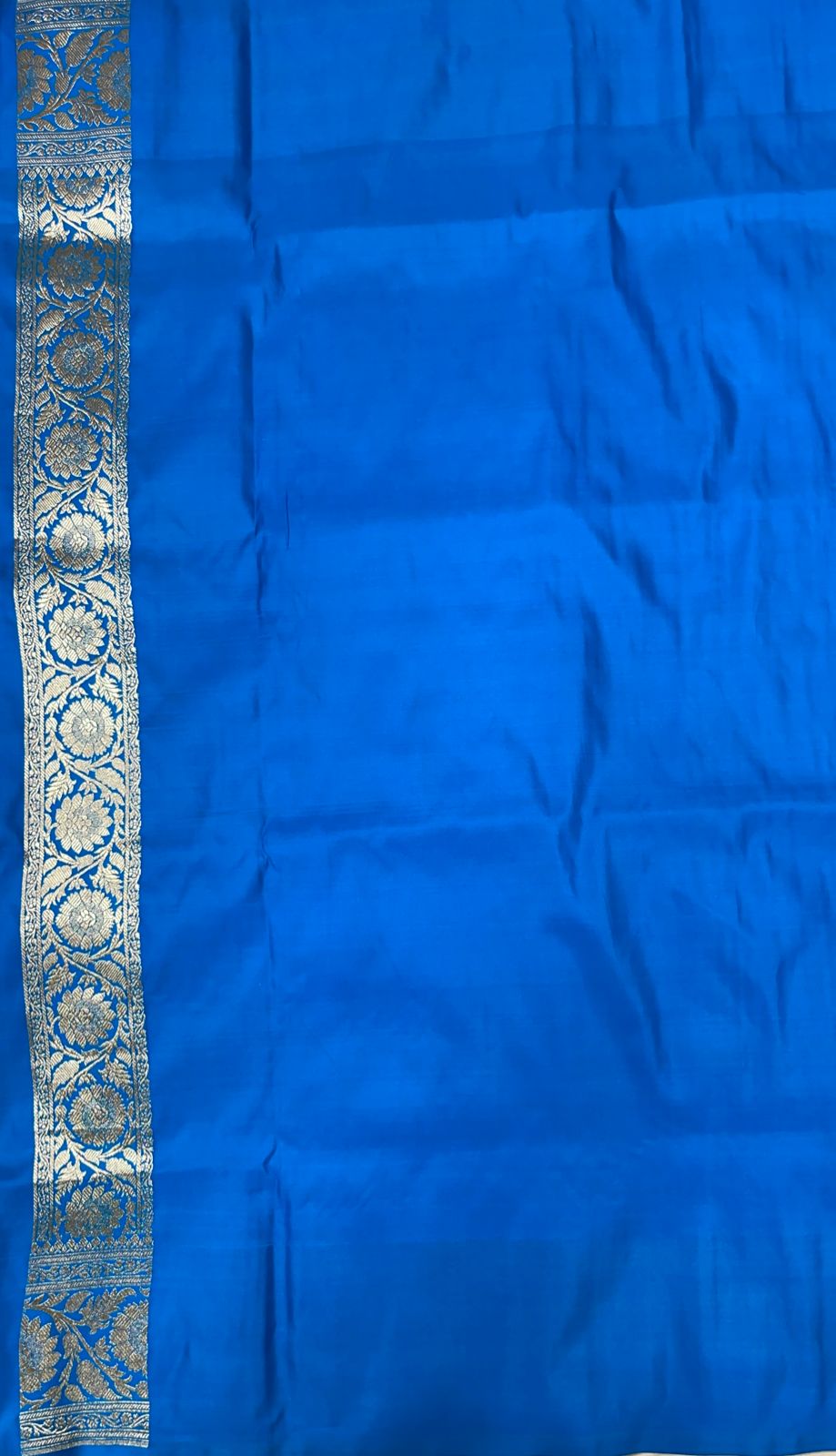 Faishana Presents Red Satin Silk Silver Zari Booti Mina Jaal Banarasi saree and Contrast Blue Silver Zari Boota Pallu with Blue Blouse