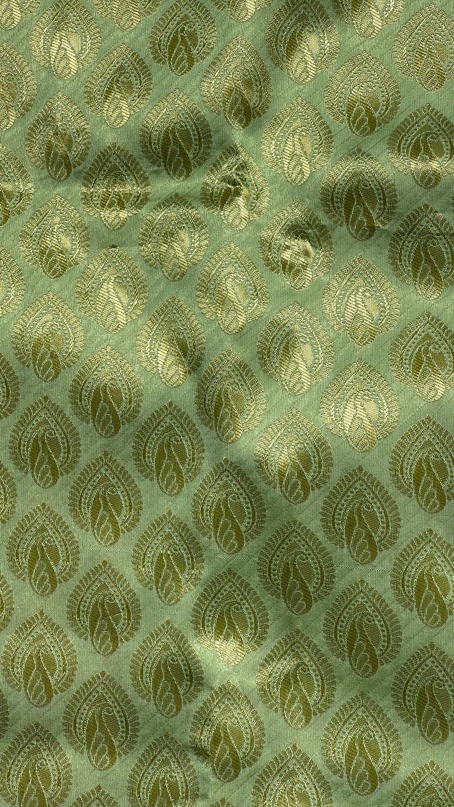 Faishana Presents Light Green Kanjivaram Silk Golden Zari Paisley Boota with Self Zari Border and Light Green Blouse