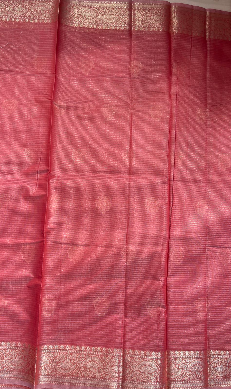 Faishana Presents Pink Cotton Masrise Floral Zari Booti with Self Zari Border and Pink Blouse