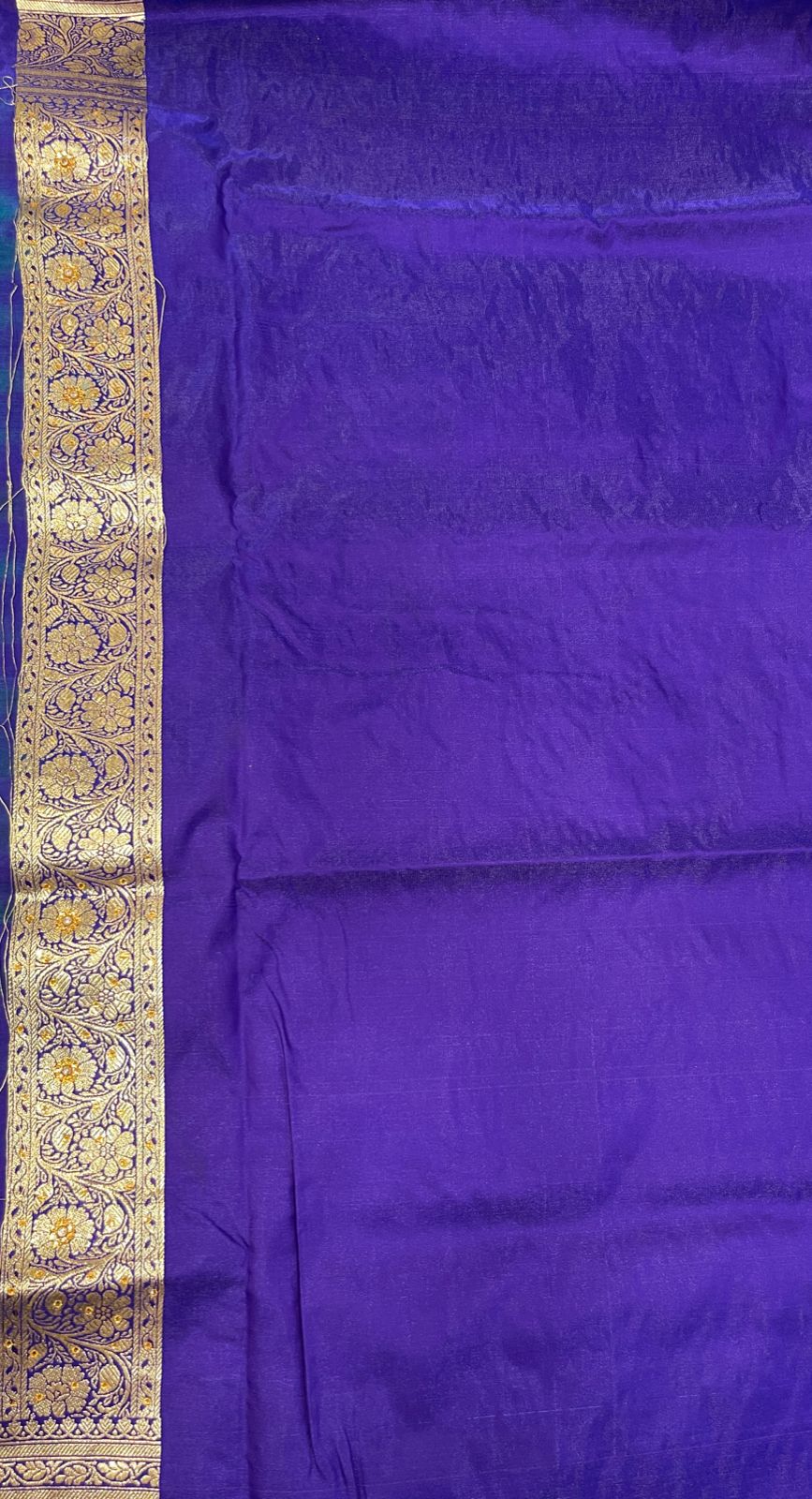 Faishana Presents Turquoise Blue Stone Work Golden Zari Booti Afli Mina Jaal with Alfi Boota Pallu Zari Border and Blue Blouse Banarasi Saree