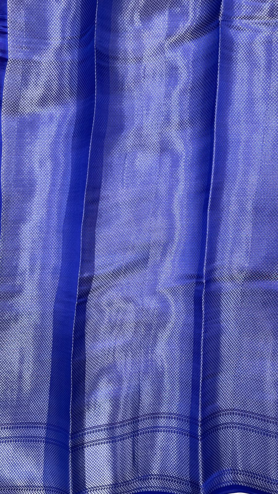 Faishana Pure Handloom Red Dupion Silk Golden Stripe Zari Jaal Mina Booti and Contrast Blue Floral Mina Border with Big Boota Pallu and Blue Blouse