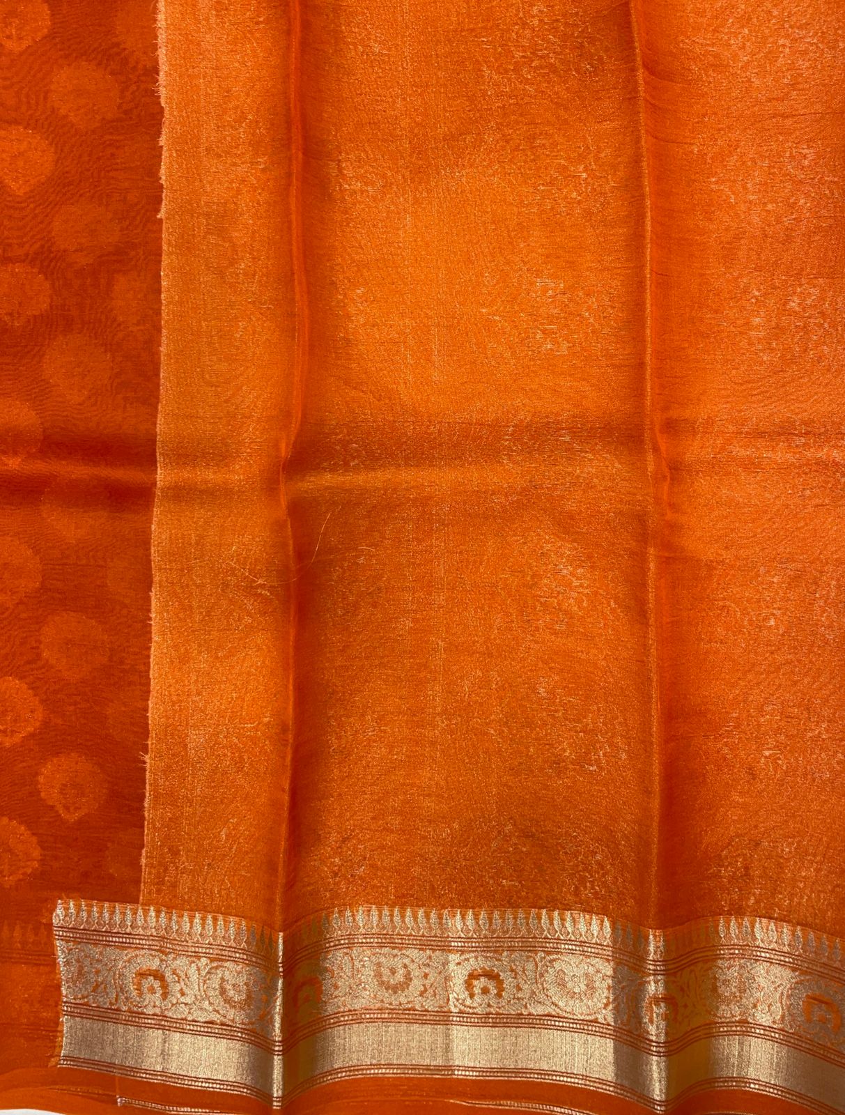 Faishana Pure Handloom Maroon Organza Floral Zari Booti with Contrast Mustard Big Floral Boota Pallu Zari Border and Mustard Blouse