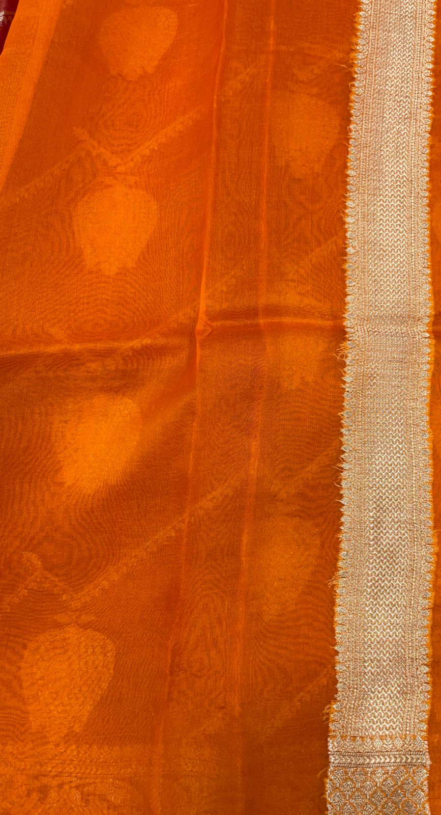 Faishana Pure Handloom Dark Pink Organza Floral Zari Booti Ada Stripe with Contrast Mustard Big Floral Boota Pallu Zari Border and Mustard Blouse