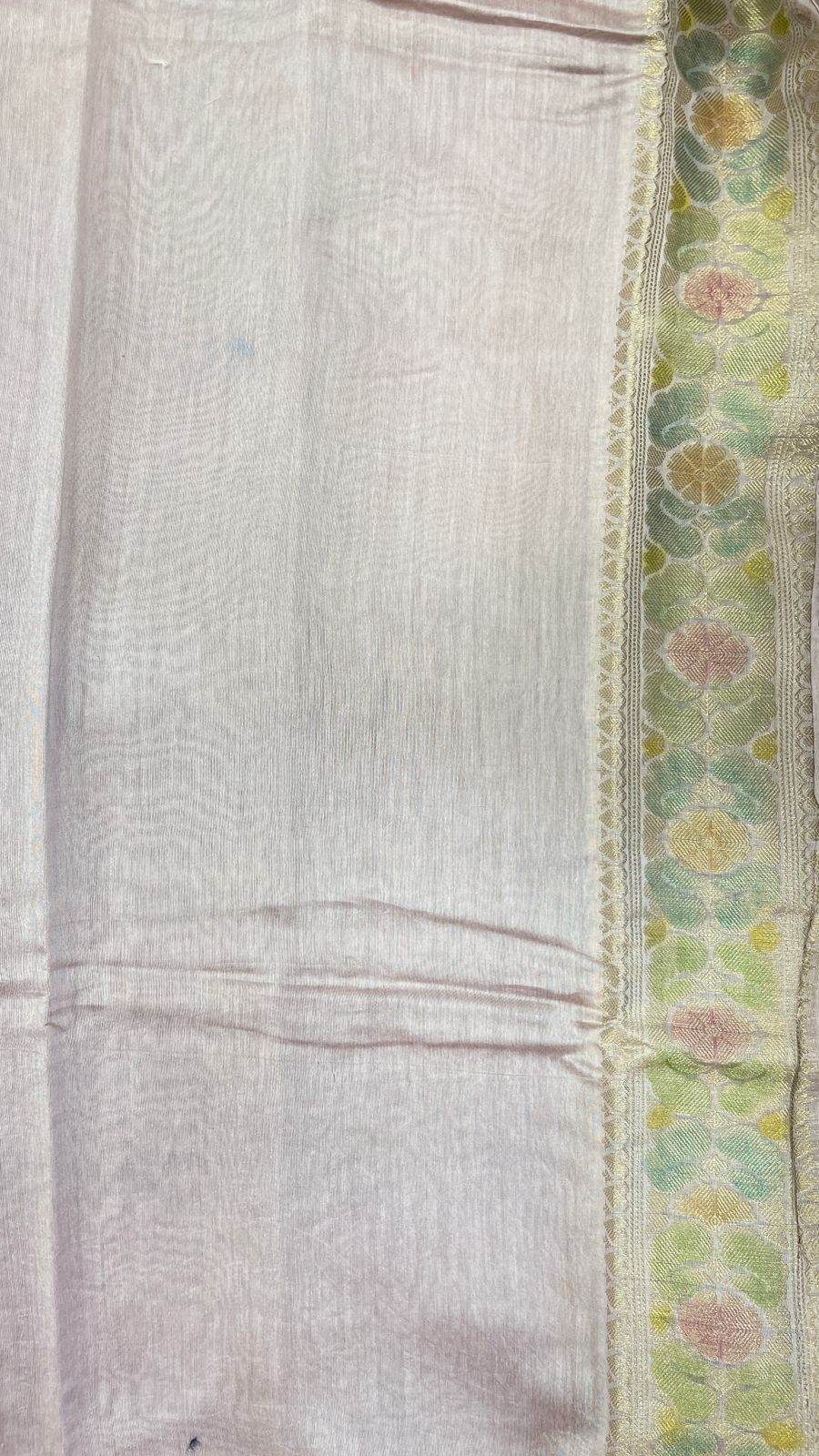 Faishana Pure Handloom Light Purple Cotton Silk Zari Booti with Rangkaat Banarasi Zari Hand Painted Floral Pallu and Zari Border with Light Purple Blouse