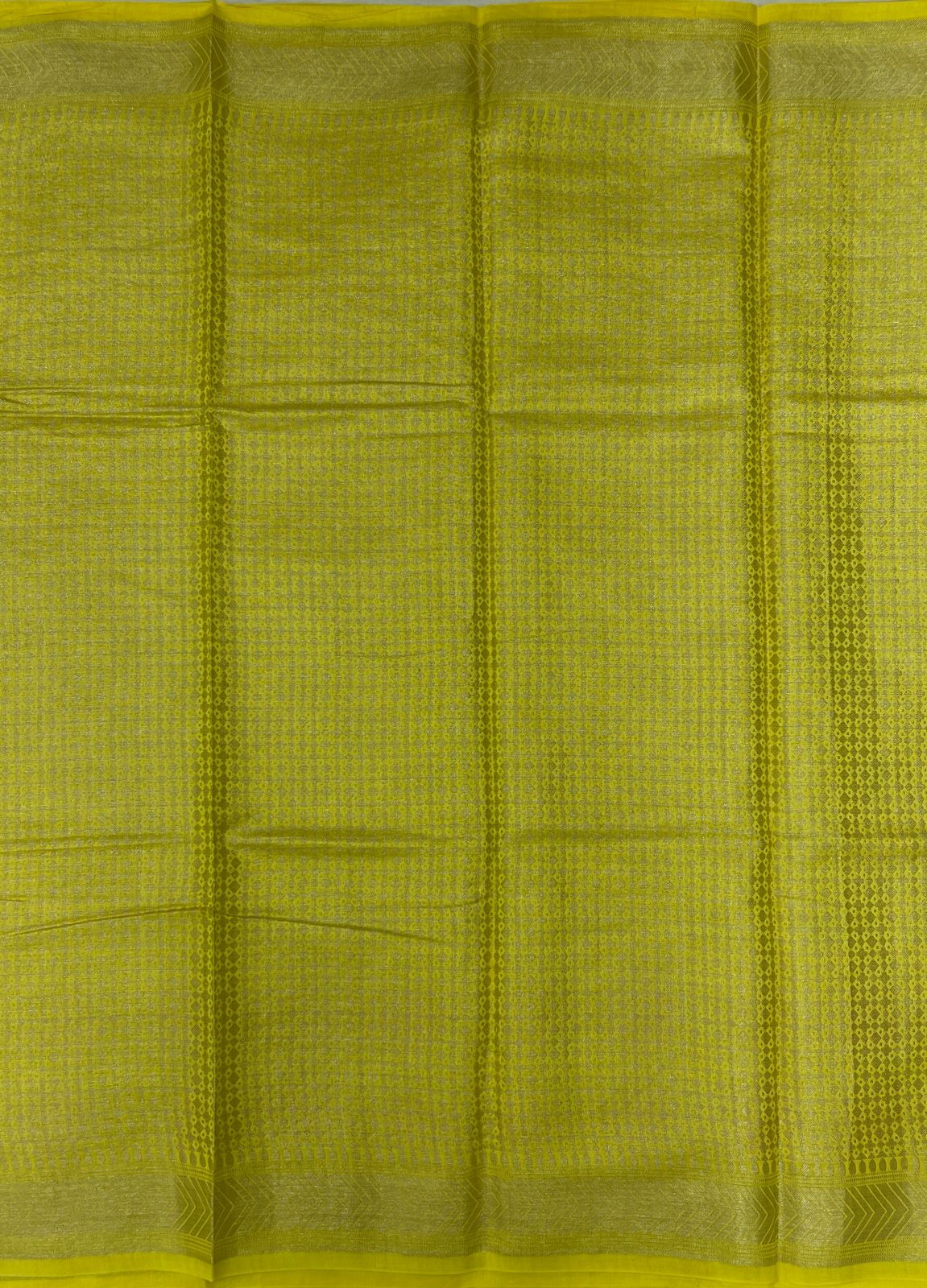 Faishana Pure Handloom Yellow Cotton Silk Zari Booti with Rangkaat Banarasi Zari Hand Painted Floral Pallu and Zari Border with Yellow Blouse