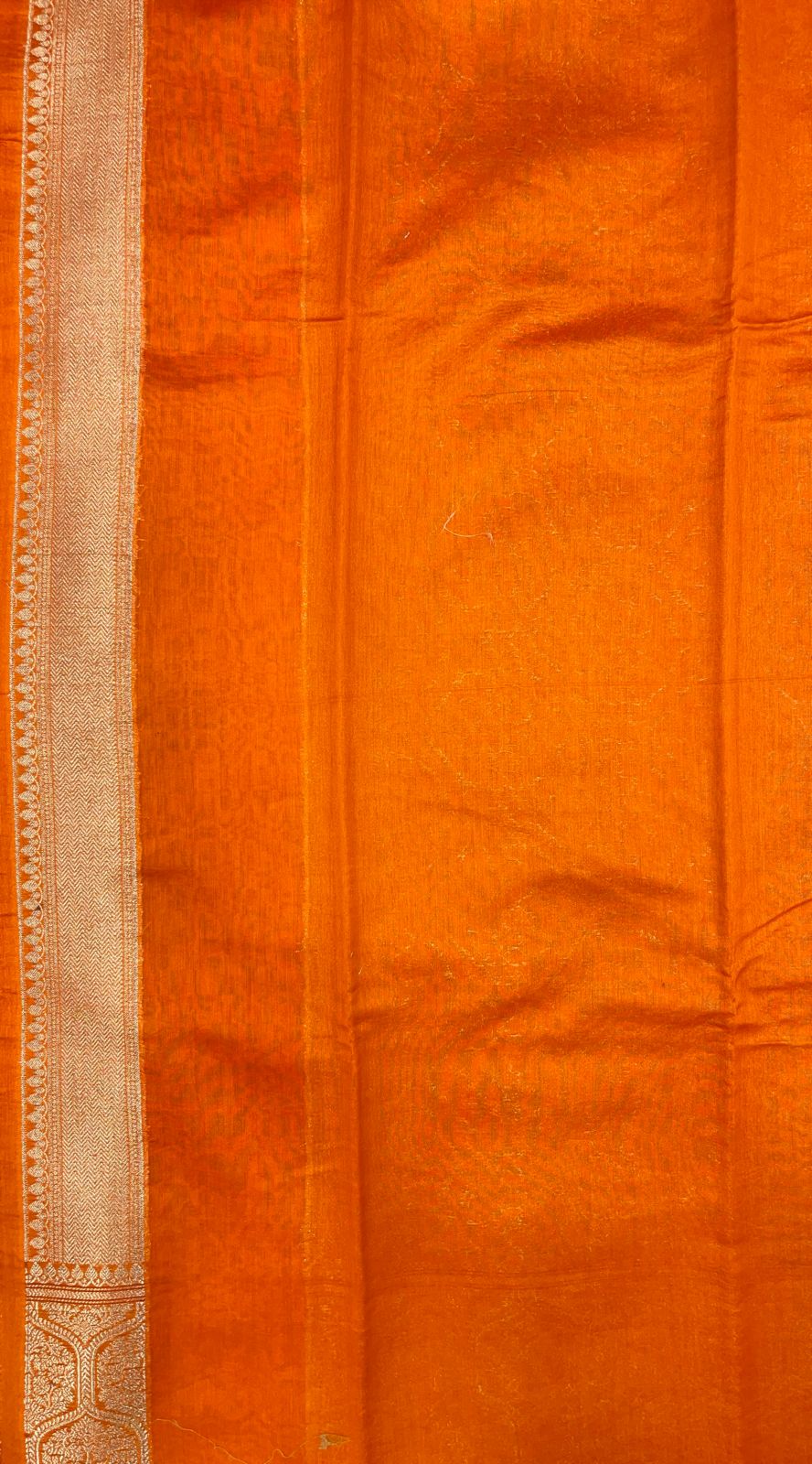 Faishana Pure Handloom Orange Cotton Golden Zari Paan Boota with Skirt Floral Zari Border and Orange Blouse