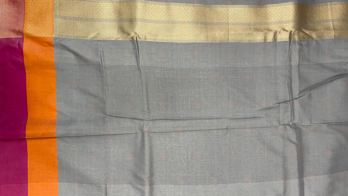 Faishana Presents Sky Blue Katan Silk Floral Zari Mina Jaal with Banarasi Zari 2D Border and Pallu with Sky Blue Blouse