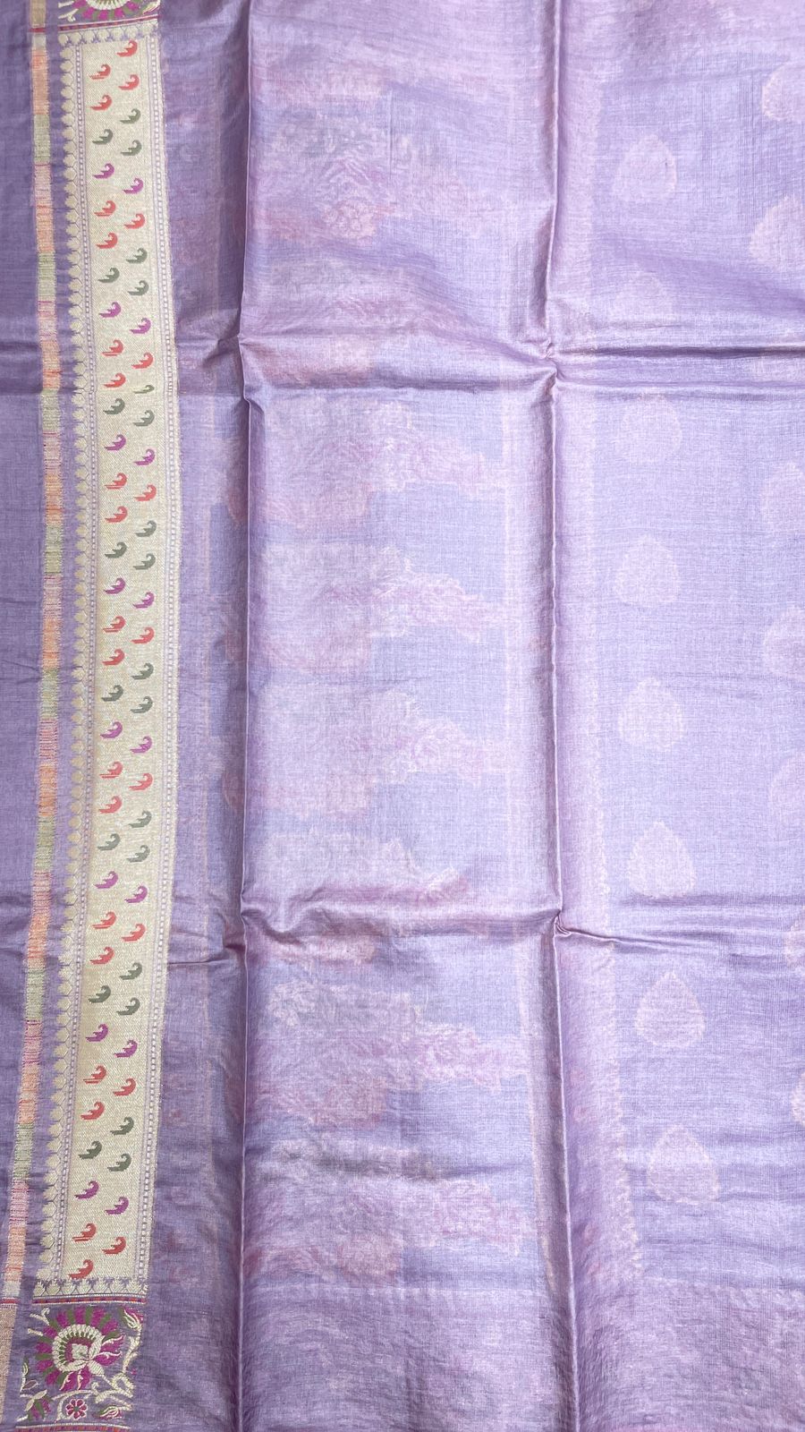 Faishana Pure Handwoven Grey Tussar Silk Floral Zari Boota Alfi Mina Zari Border and Pallu with Grey Blouse