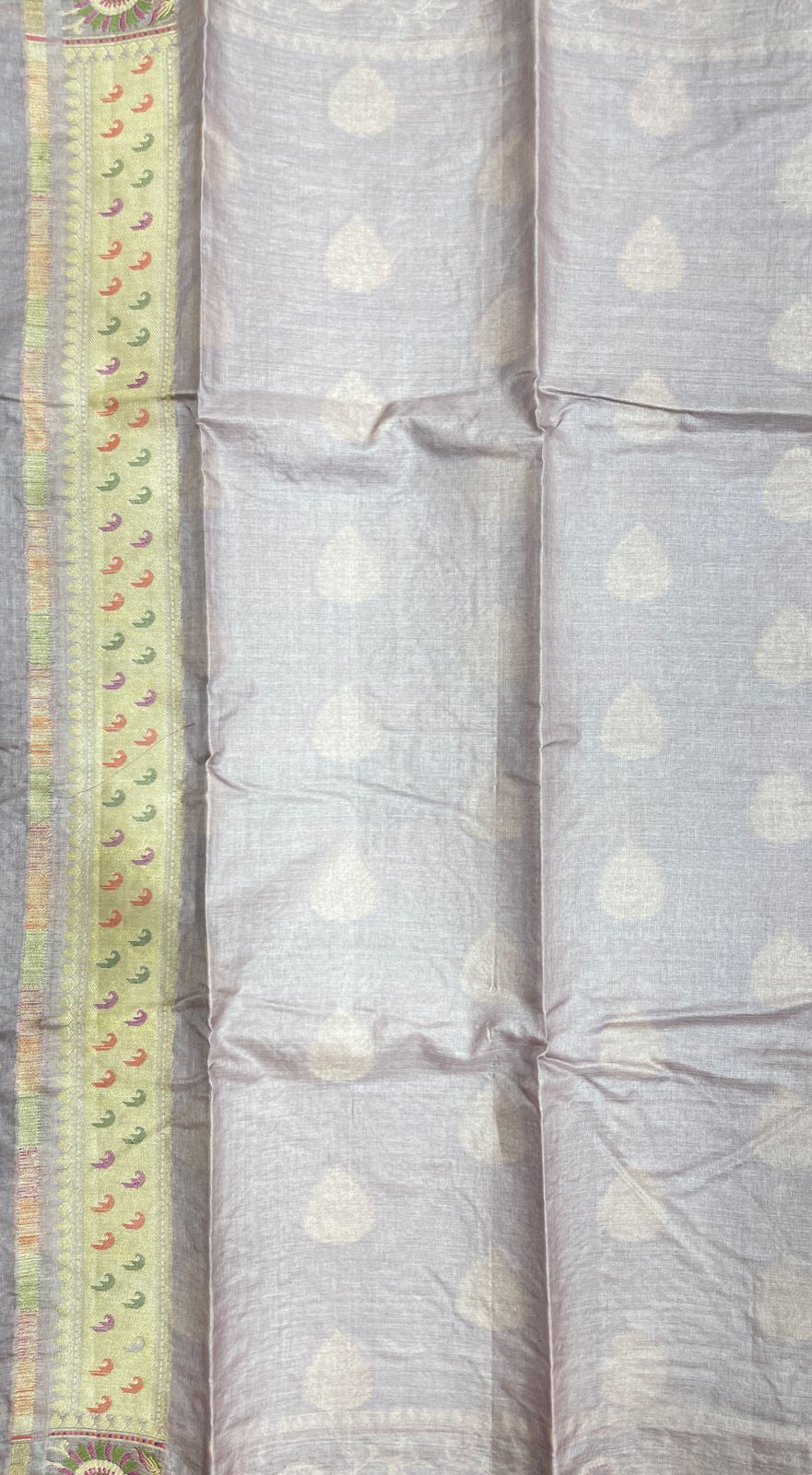 Faishana Pure Handwoven Light Purple Tussar Silk Floral Zari Boota Alfi Mina Zari Border and Pallu with Light Purple Blouse