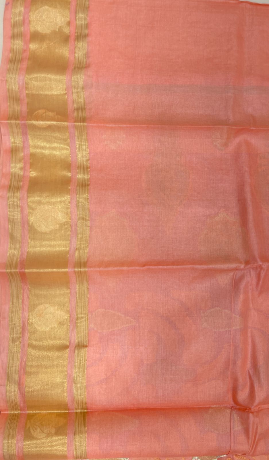 Faishana Pure Handwoven Pink Tussar Silk Floral Zari Boota Banarasi Floral Zari Border and Pallu with Pink Blouse