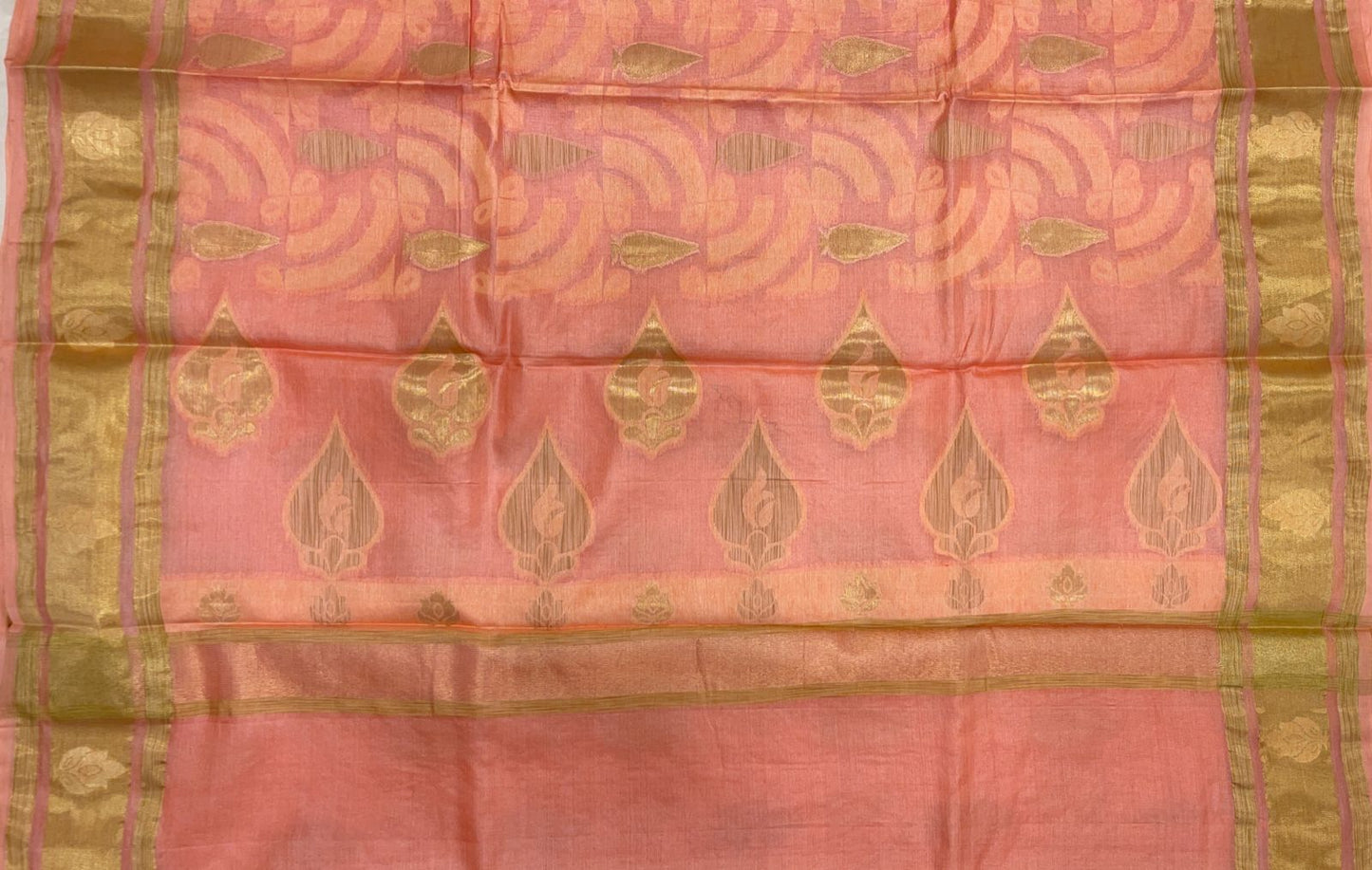 Faishana Pure Handwoven Pink Tussar Silk Floral Zari Boota Banarasi Floral Zari Border and Pallu with Pink Blouse