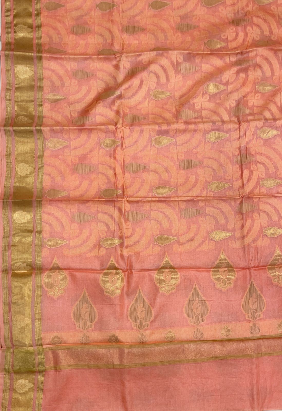 Faishana Pure Handwoven Pink Tussar Silk Floral Zari Boota Banarasi Floral Zari Border and Pallu with Pink Blouse
