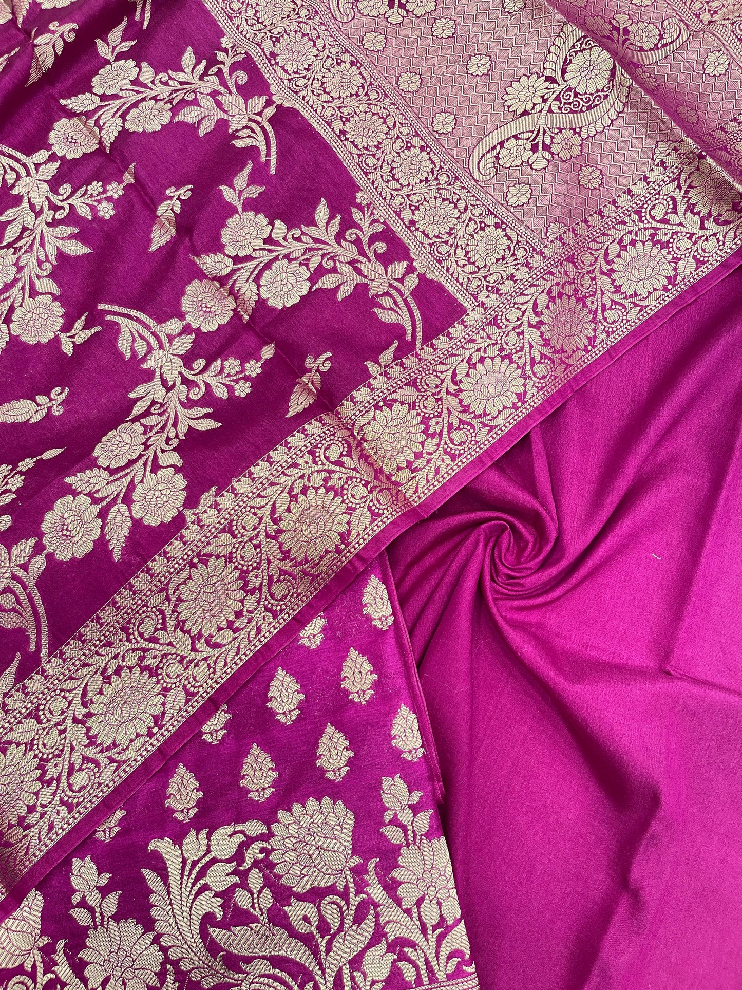 Faishana Presents Purple Alfi Mina Zari Booti Floral Border 3pcs Suit with Purple Floral Zari Jaal Dupatta and Plain Purple Bottom