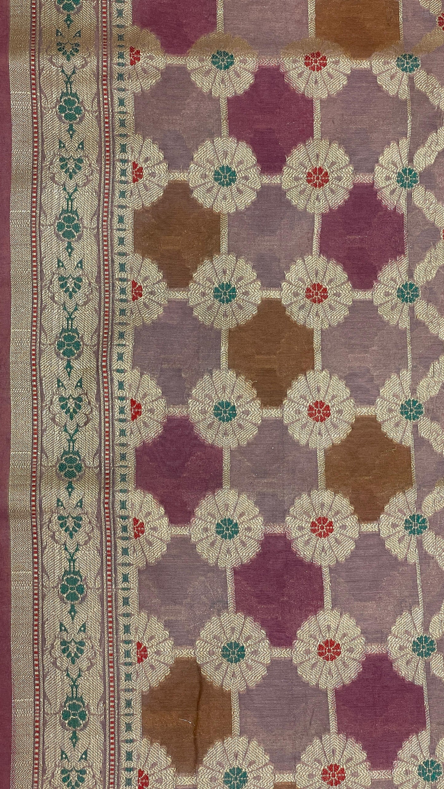 Faishana Presents Light Purple Cotton Zari Striped Mina Jaal with Skirt Rangkaat Zari Border and Bandhej Pallu with Light Purple Blouse