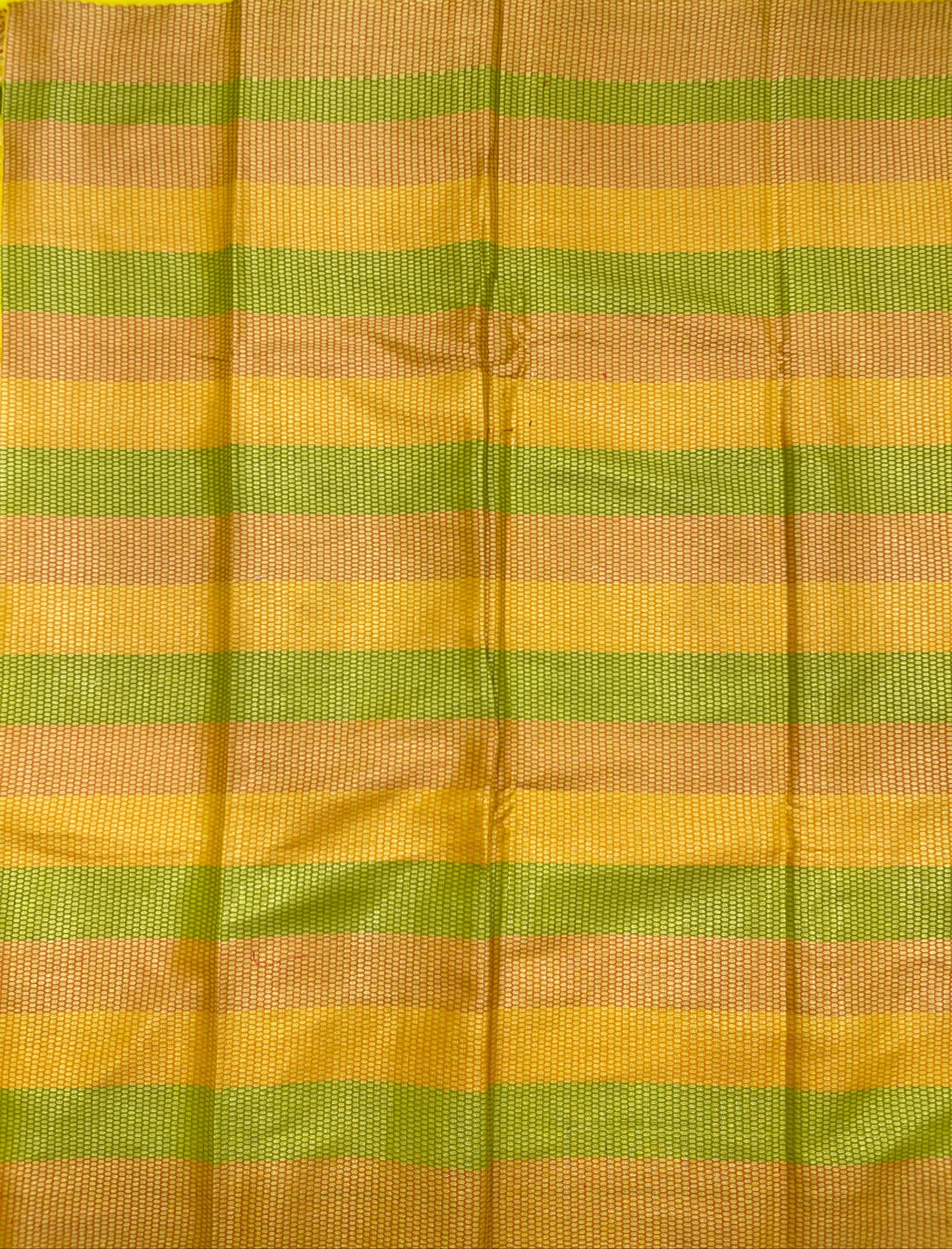 Faishana Presents Yellow Semi Georgette Alfi Mina Floral Zari Jaal Minakari Zari Border with Banarasi Floral Boota Pallu and Yellow Multi Stripe Blouse